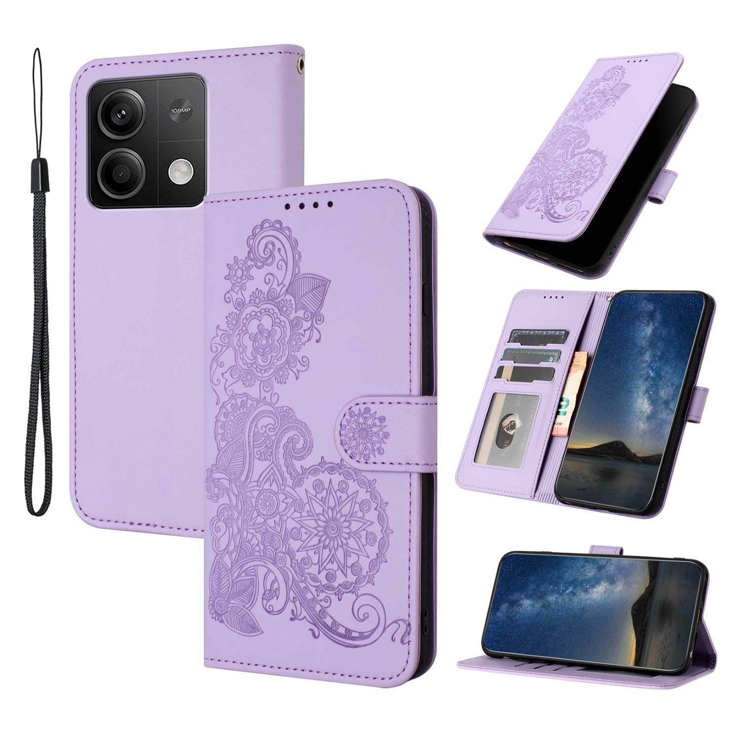 YX0050 For Xiaomi Redmi Note 13 5G Leather Case Anti-Scratch Wallet Phone Case