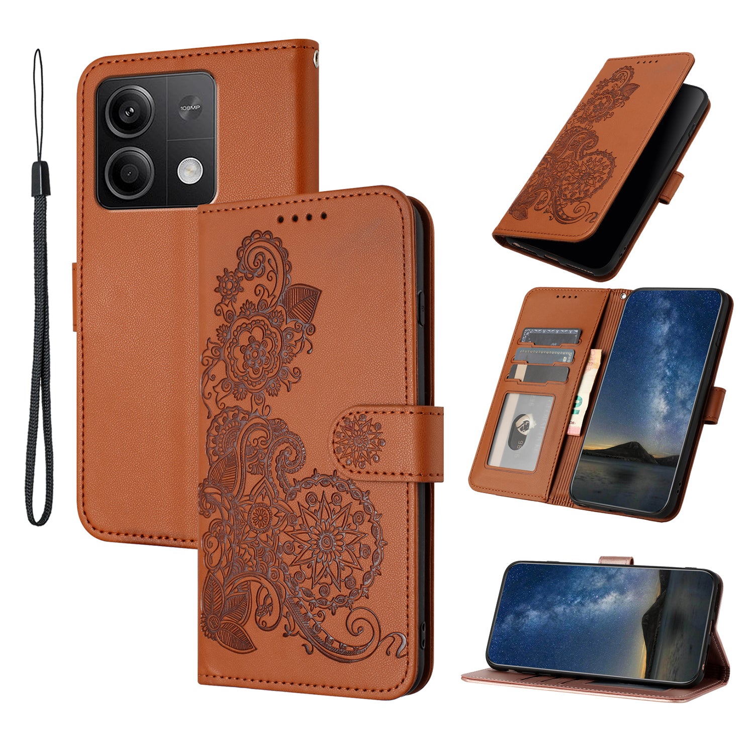 YX0050 For Xiaomi Redmi Note 13 5G Leather Case Anti-Scratch Wallet Phone Case