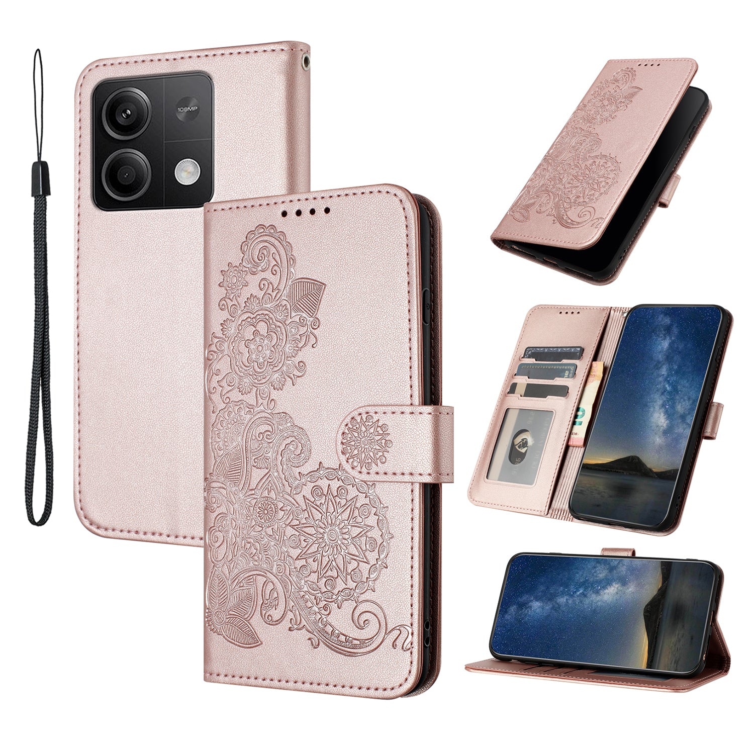 YX0050 For Xiaomi Redmi Note 13 5G Leather Case Anti-Scratch Wallet Phone Case