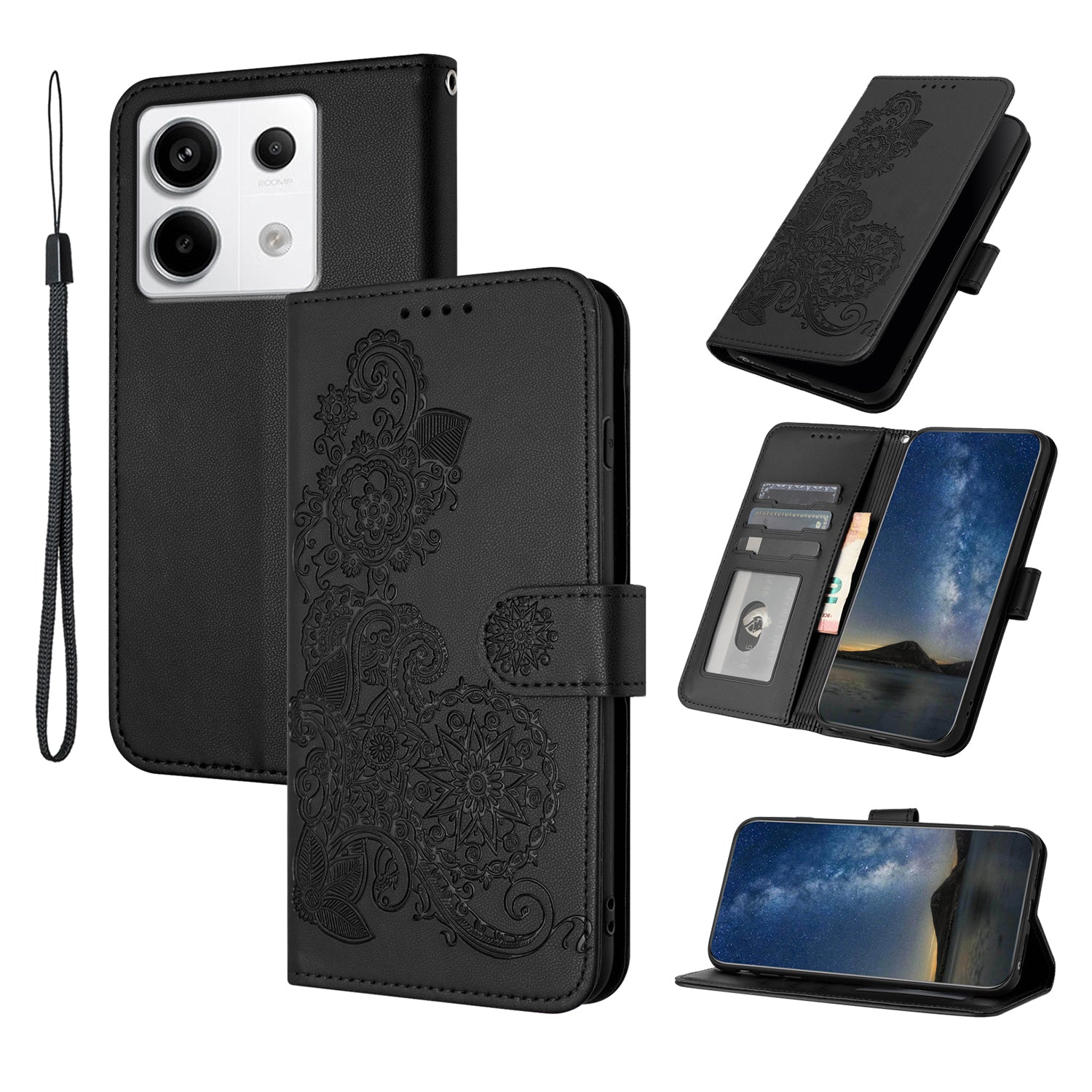 YX0050 For Xiaomi Redmi Note 13 Pro 4G / Poco M6 Pro 4G Wallet Phone Case Anti-Drop Leather Folio Flip Case