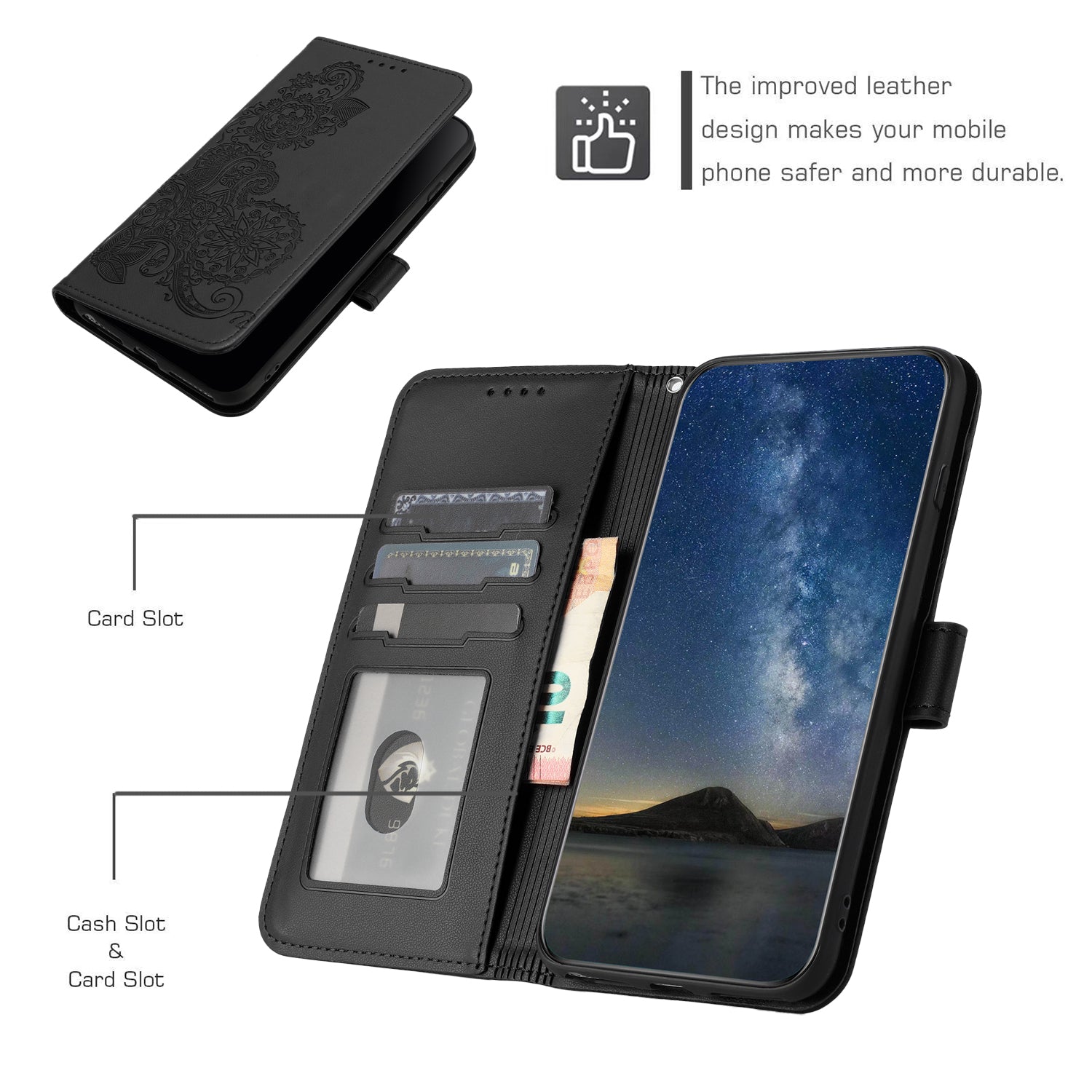 YX0050 For Xiaomi Redmi Note 13 Pro 4G / Poco M6 Pro 4G Wallet Phone Case Anti-Drop Leather Folio Flip Case