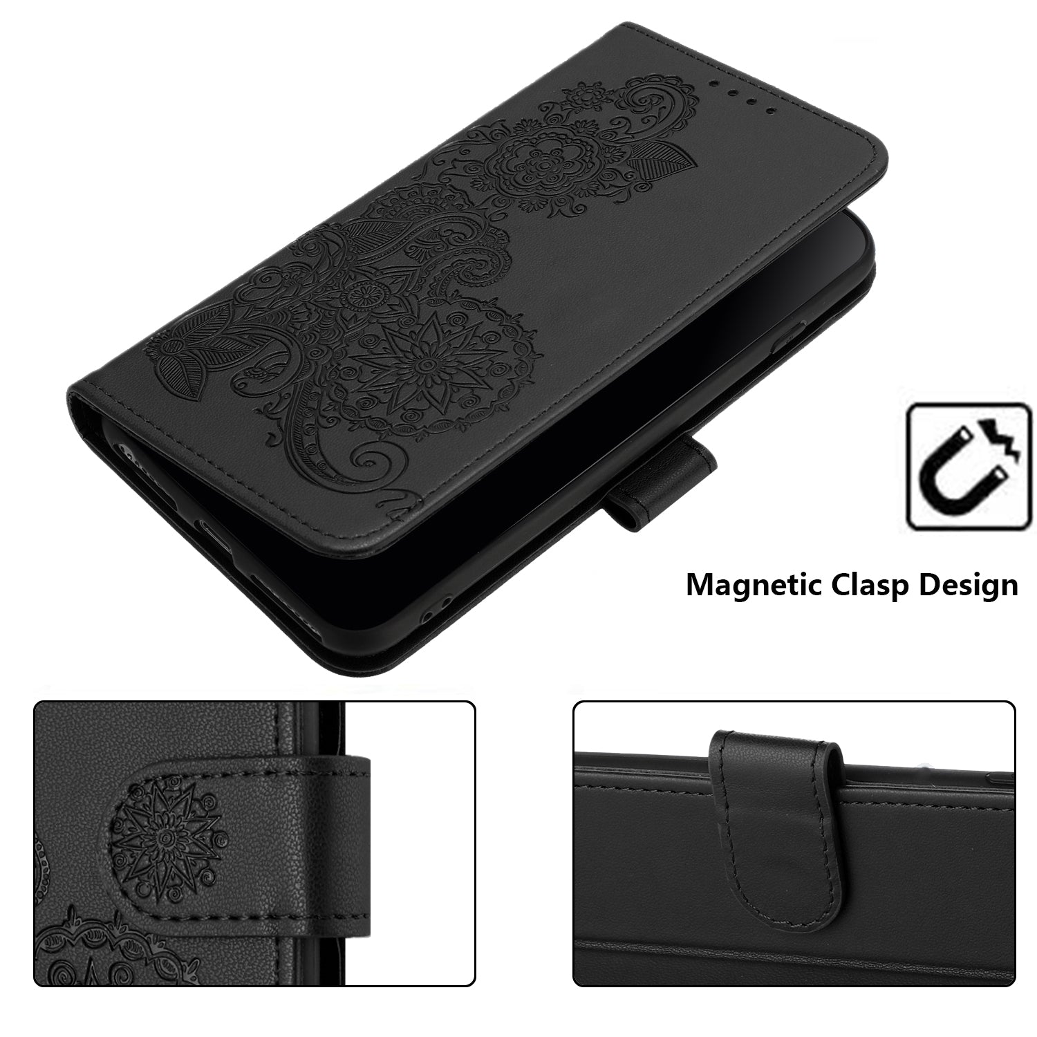 YX0050 For Xiaomi Redmi Note 13 Pro 4G / Poco M6 Pro 4G Wallet Phone Case Anti-Drop Leather Folio Flip Case