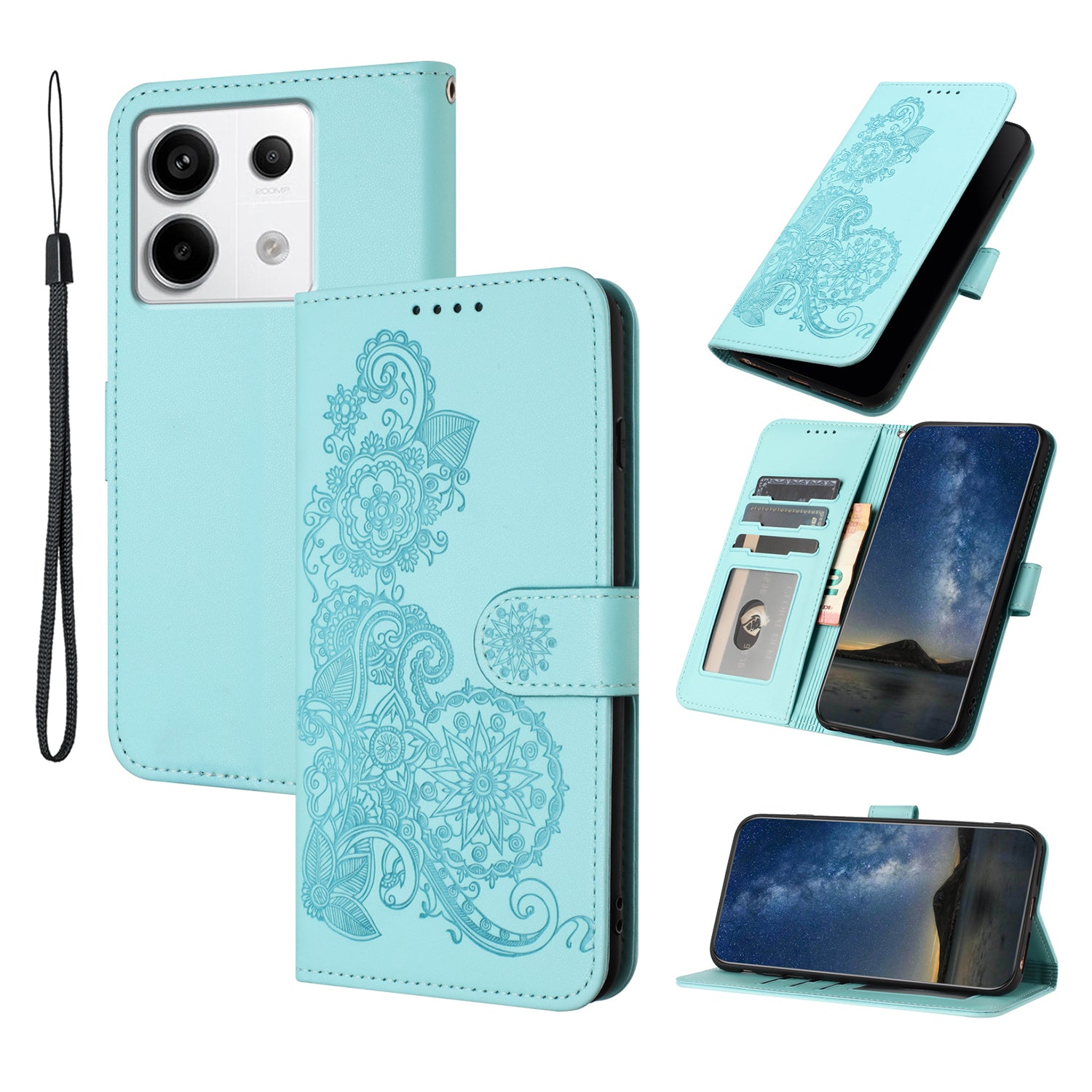 YX0050 For Xiaomi Redmi Note 13 Pro 4G / Poco M6 Pro 4G Wallet Phone Case Anti-Drop Leather Folio Flip Case