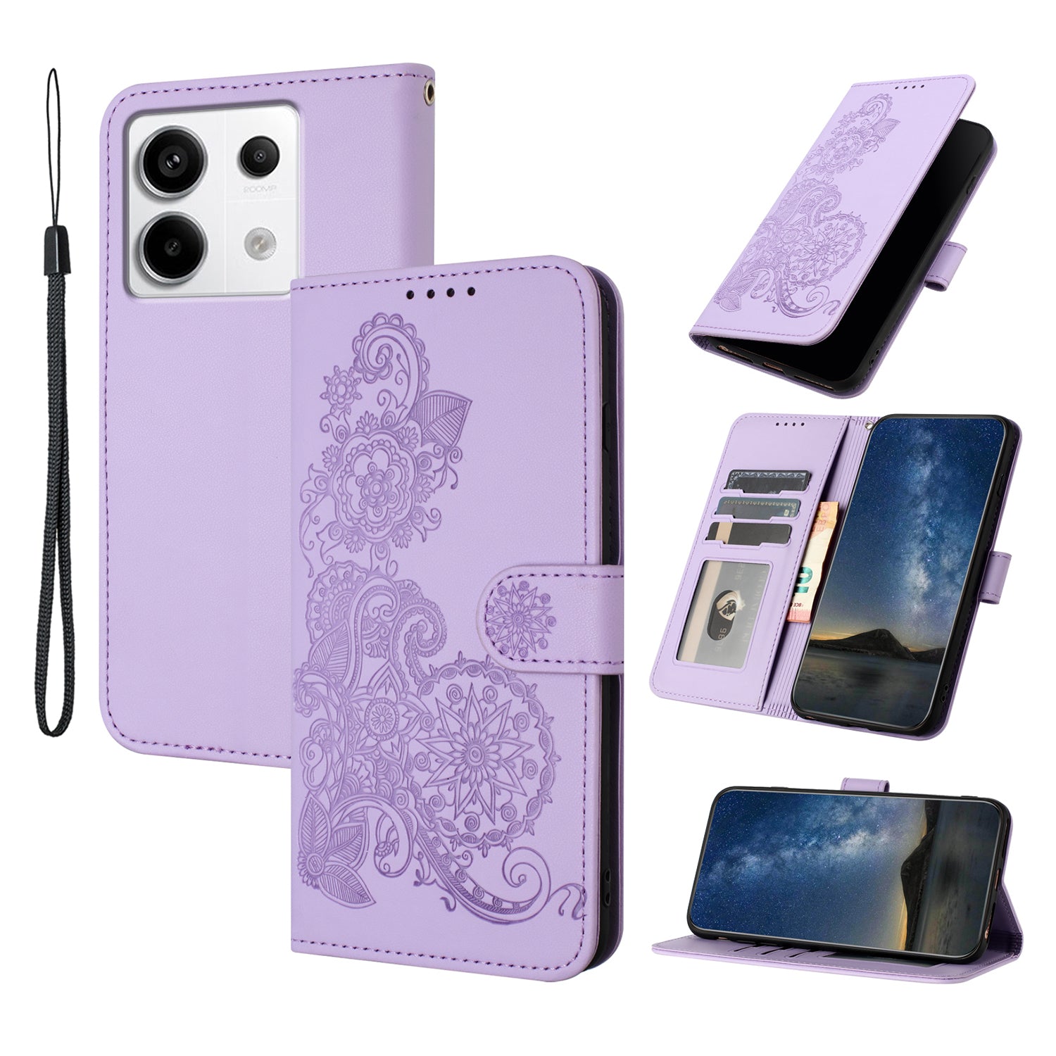 YX0050 For Xiaomi Redmi Note 13 Pro 4G / Poco M6 Pro 4G Wallet Phone Case Anti-Drop Leather Folio Flip Case