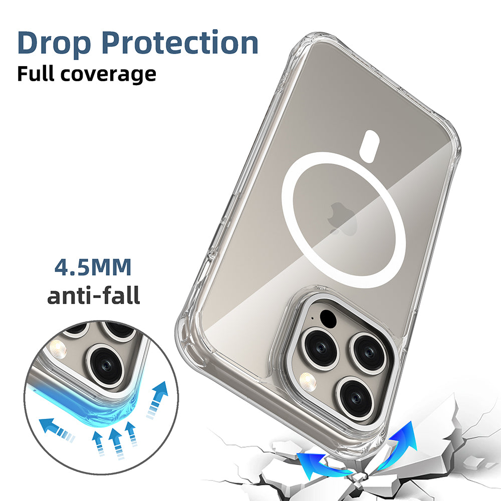 For iPhone 13 Pro Max Clear Case PC+TPU Anti-Drop Slim Phone Cover Compatible with MagSafe