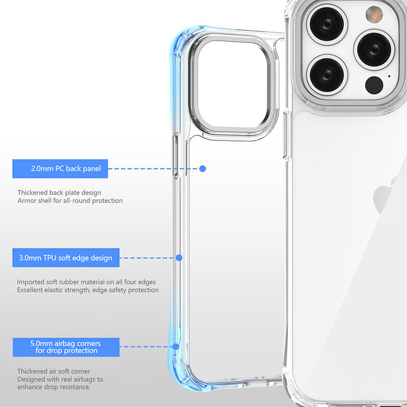 For iPhone 13 Pro Max Clear Case Shockproof PC+TPU Hybrid Slim Phone Cover
