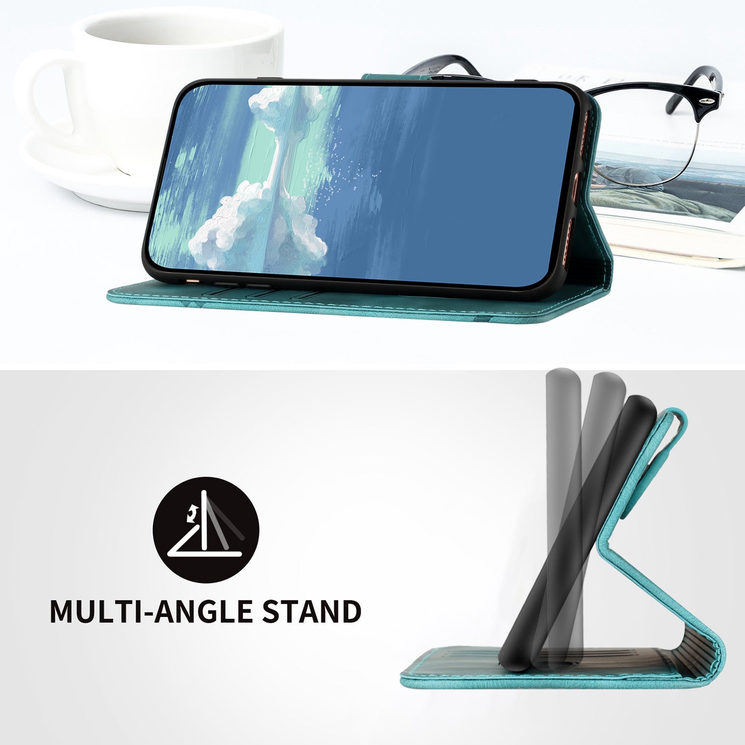 YX0040 For Xiaomi Redmi Note 13 4G Shockproof Case Imprinted Leather+TPU Stand Phone Cover