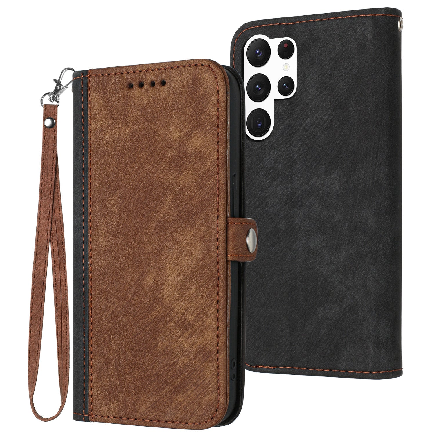 YX0020 For Samsung Galaxy S24 Ultra Case PU Leather Magnetic Closure Handbag Phone Cover
