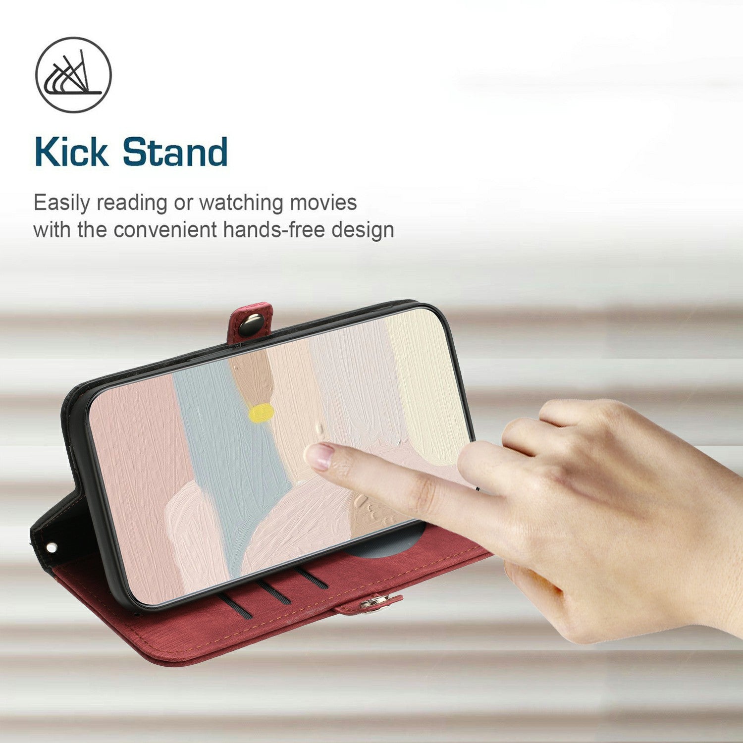 YX0020 For Xiaomi Redmi Note 13 4G Case PU Leather Stand Card Slots Phone Cover with Wrist Strap