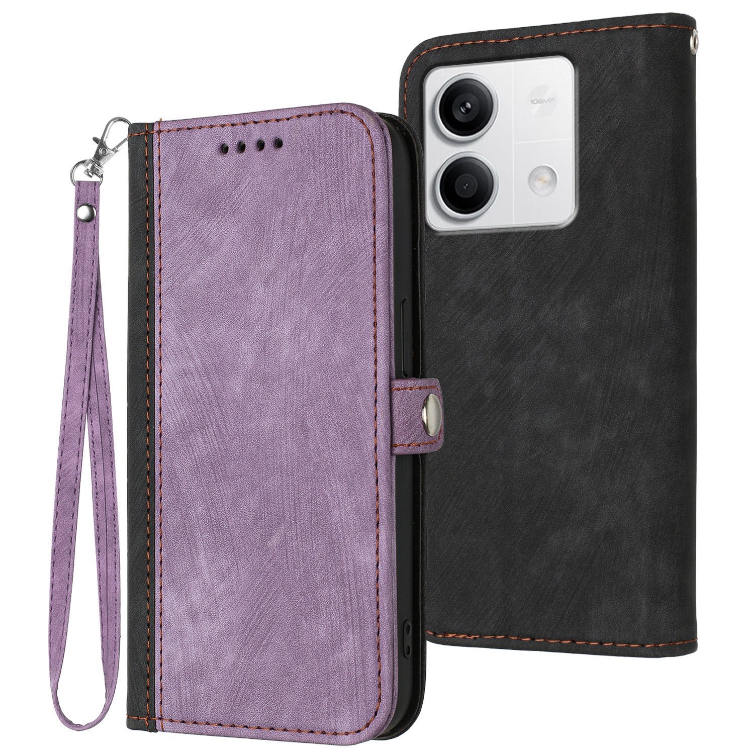 YX0020 For Xiaomi Redmi Note 13 4G Case PU Leather Stand Card Slots Phone Cover with Wrist Strap