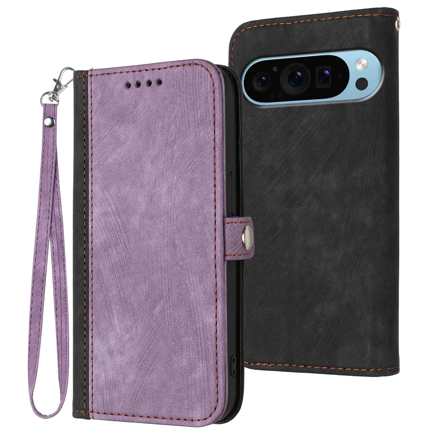 YX0020 For Google Pixel 9 Wallet Case PU Leather Flip Phone Cover with Strap