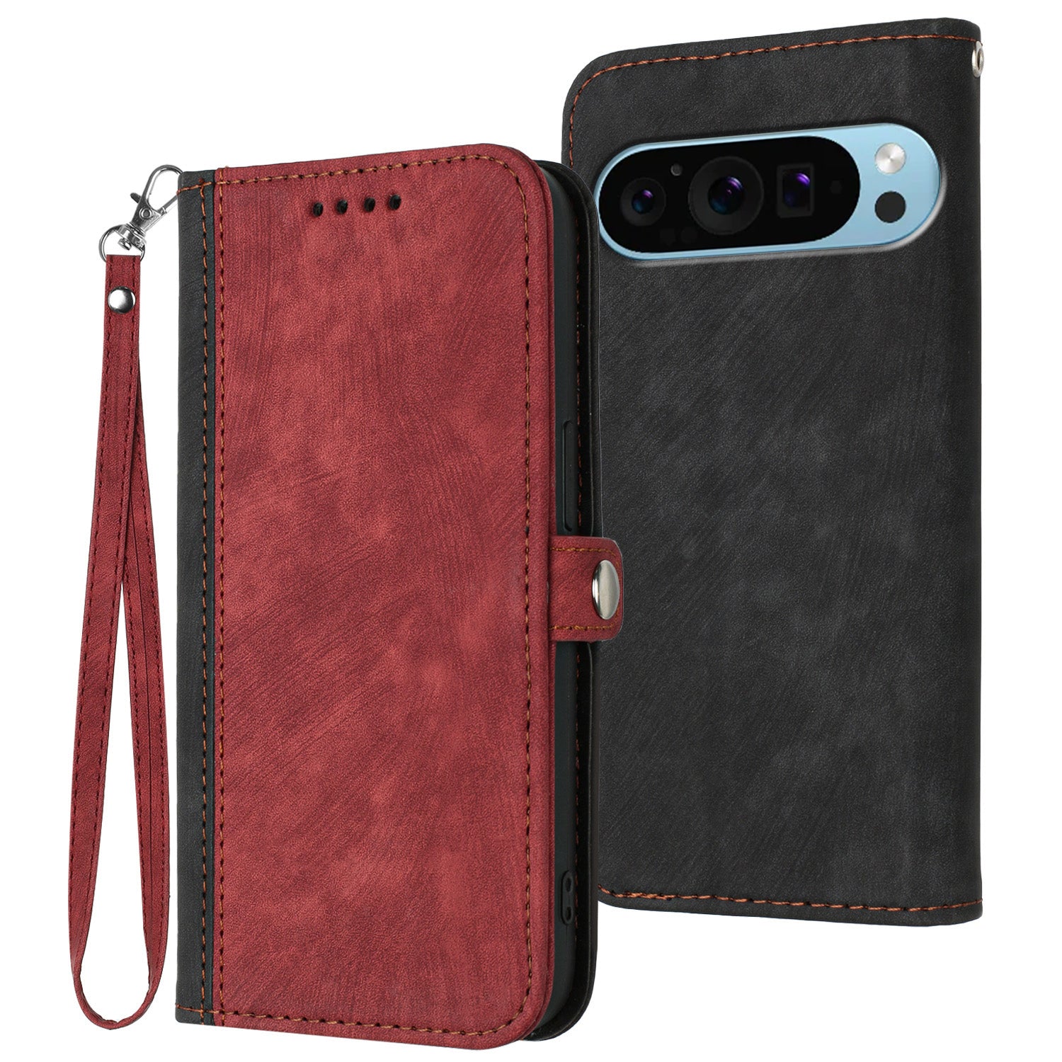 YX0020 For Google Pixel 9 Wallet Case PU Leather Flip Phone Cover with Strap