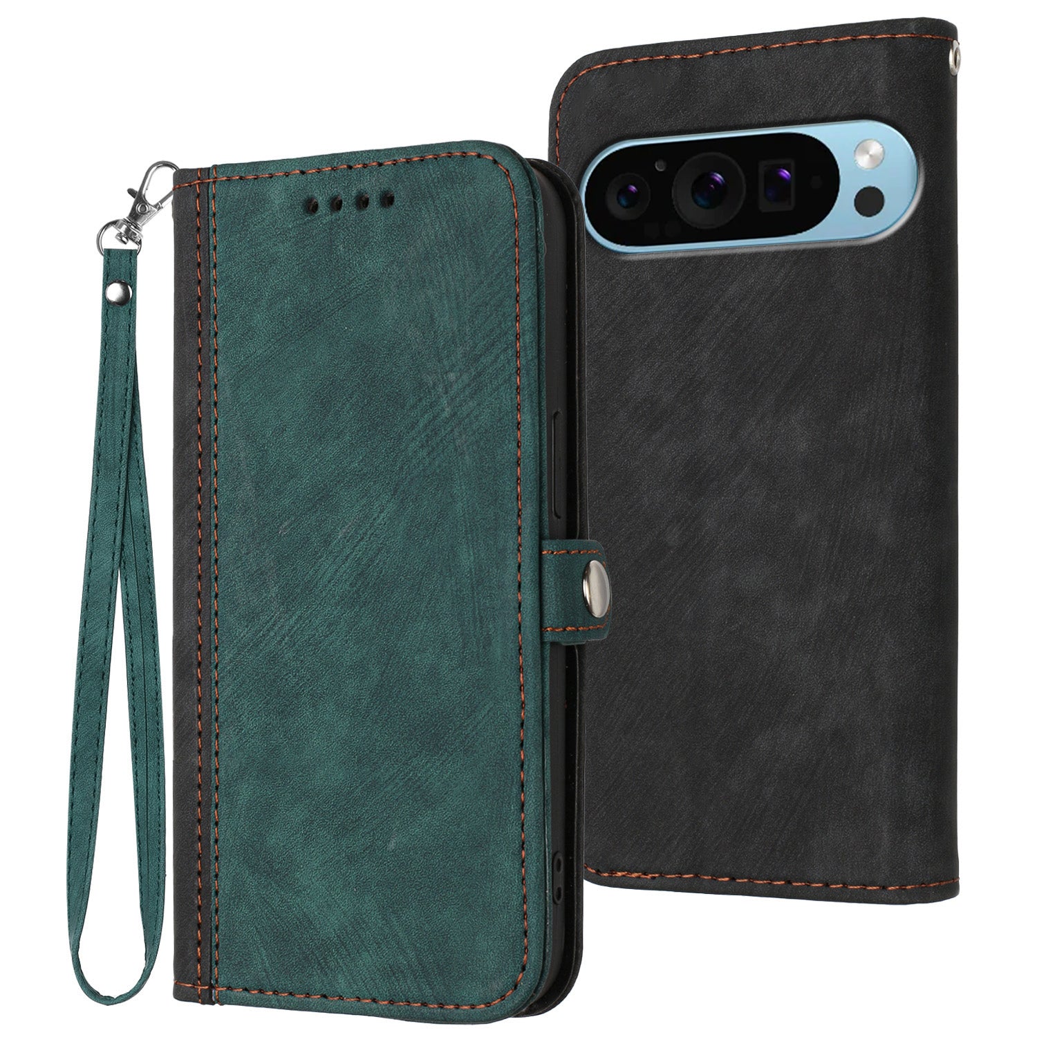 YX0020 For Google Pixel 9 Wallet Case PU Leather Flip Phone Cover with Strap