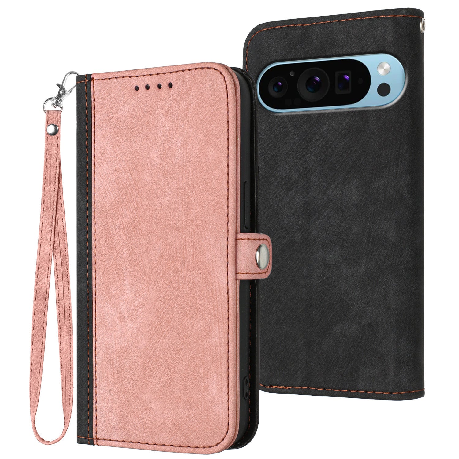YX0020 For Google Pixel 9 Pro Protective Case PU Leather Wallet Phone Cover with Strap