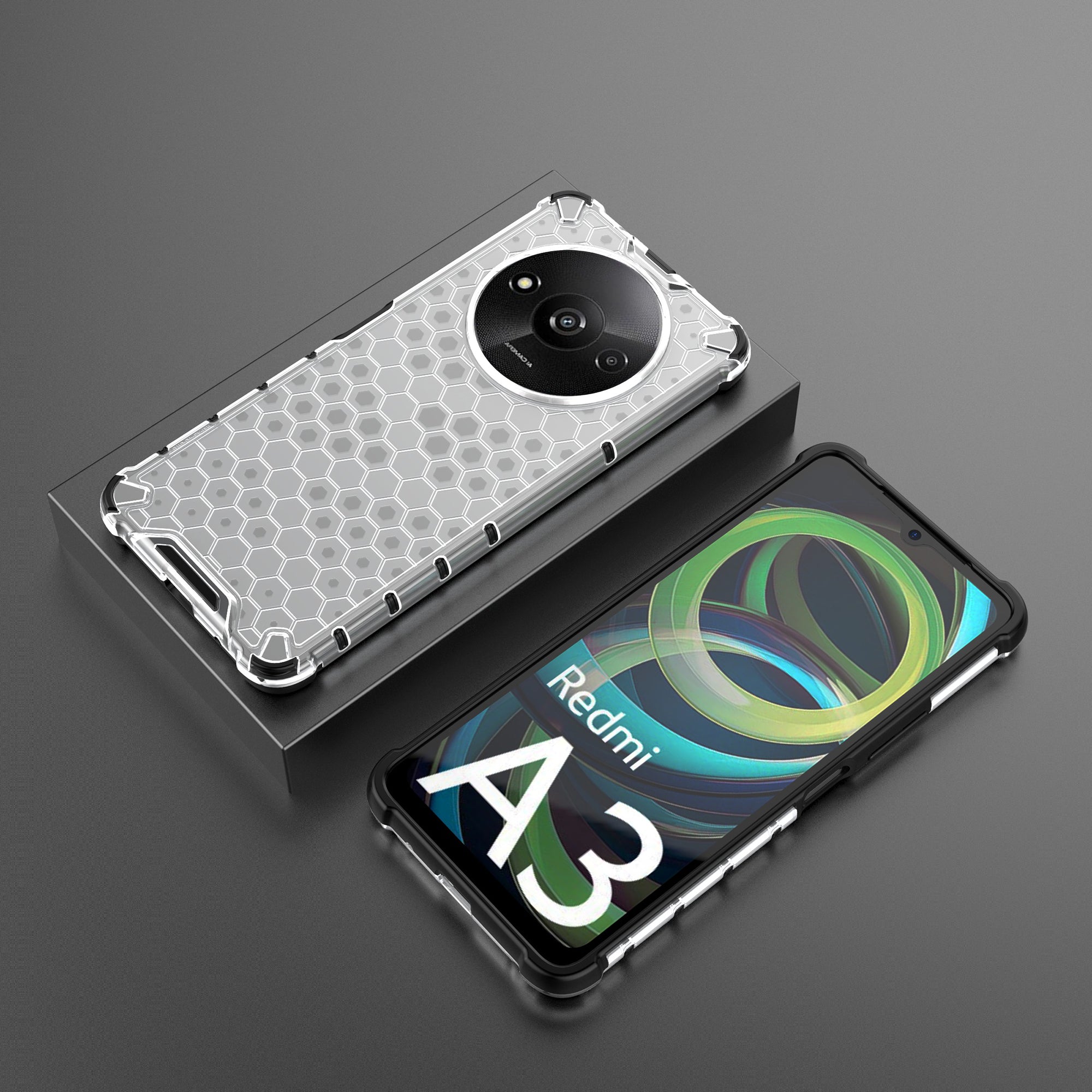 For Xiaomi Redmi A3 / Poco C61 4G Cell Phone Cases Honeycomb Design TPU+PC Anti-scratch Cover
