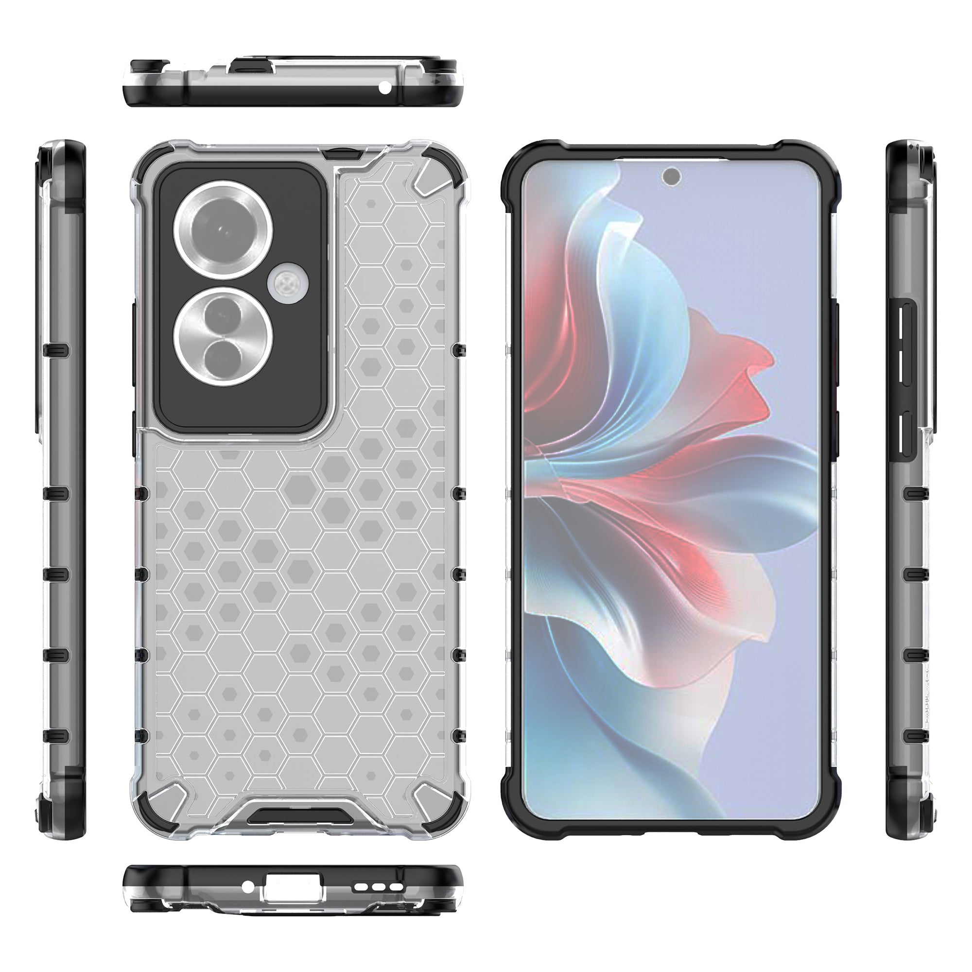 For Oppo Reno11 F 5G Phone Cover Honeycomb Design Shock-Absorbent Back Case