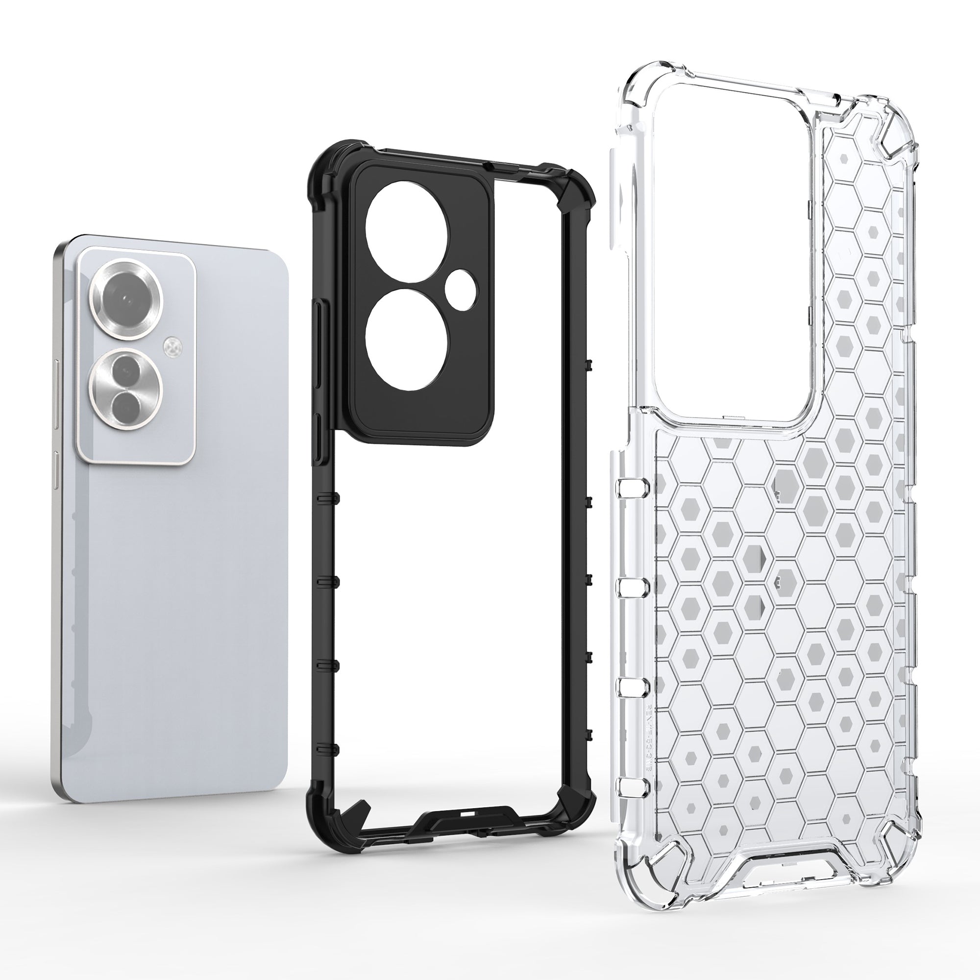 For Oppo Reno11 F 5G Phone Cover Honeycomb Design Shock-Absorbent Back Case