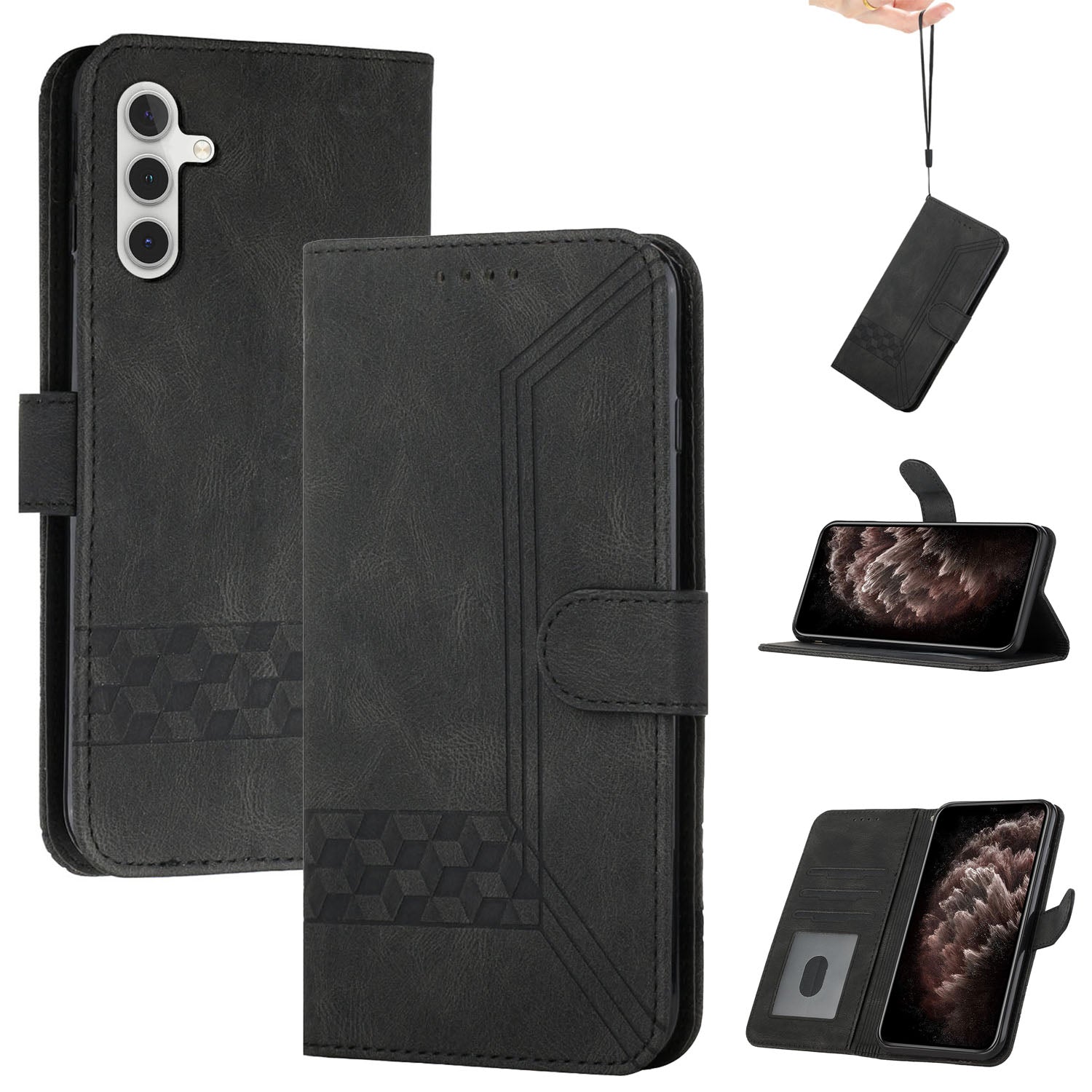 YX0010 Series for Samsung Galaxy S24+ Case Imprinted PU Leather Wallet Protective Cover