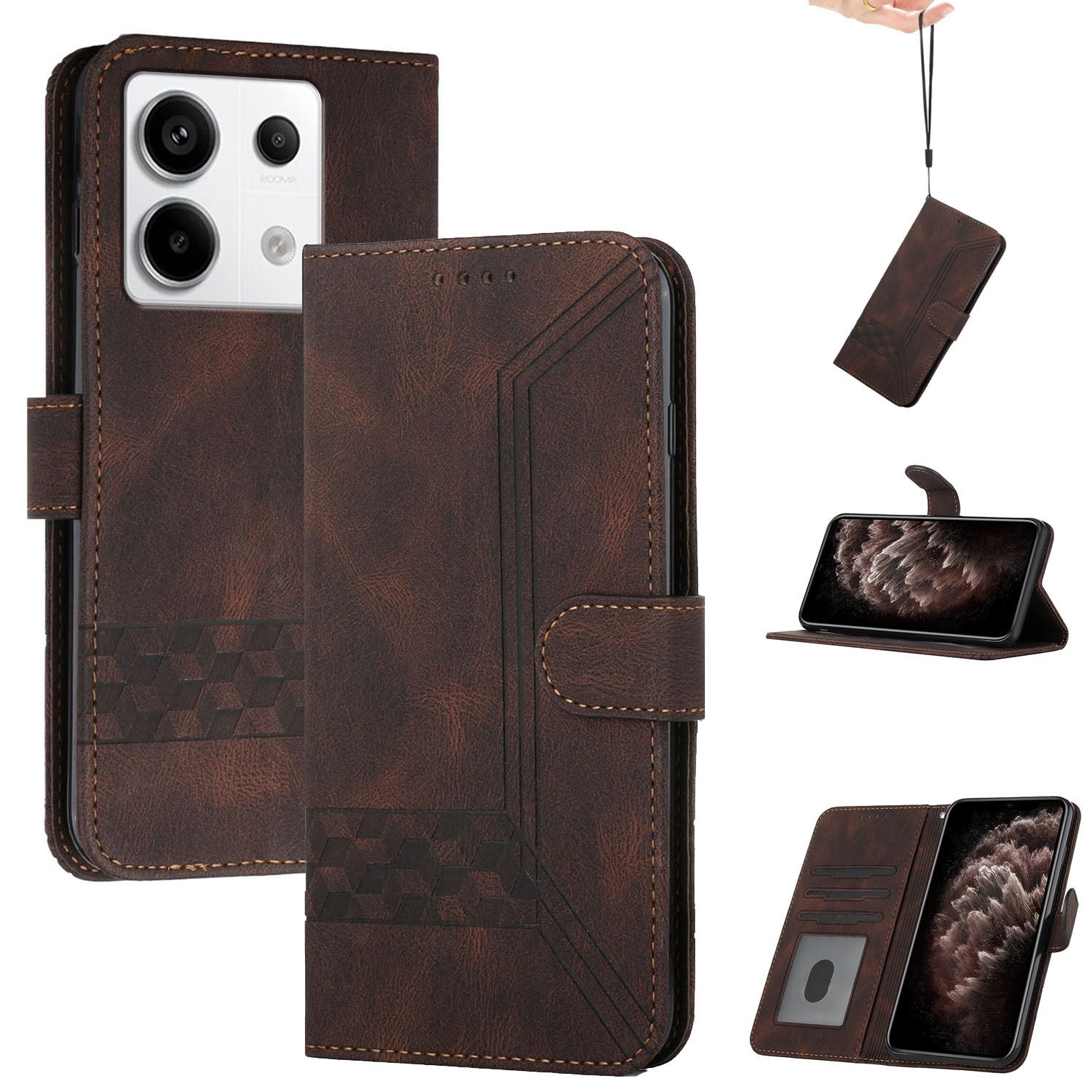 YX0010 Series for Xiaomi Redmi Note 13 Pro 5G / Poco X6 5G Magnetic Phone Case Imprinted Stand Cover