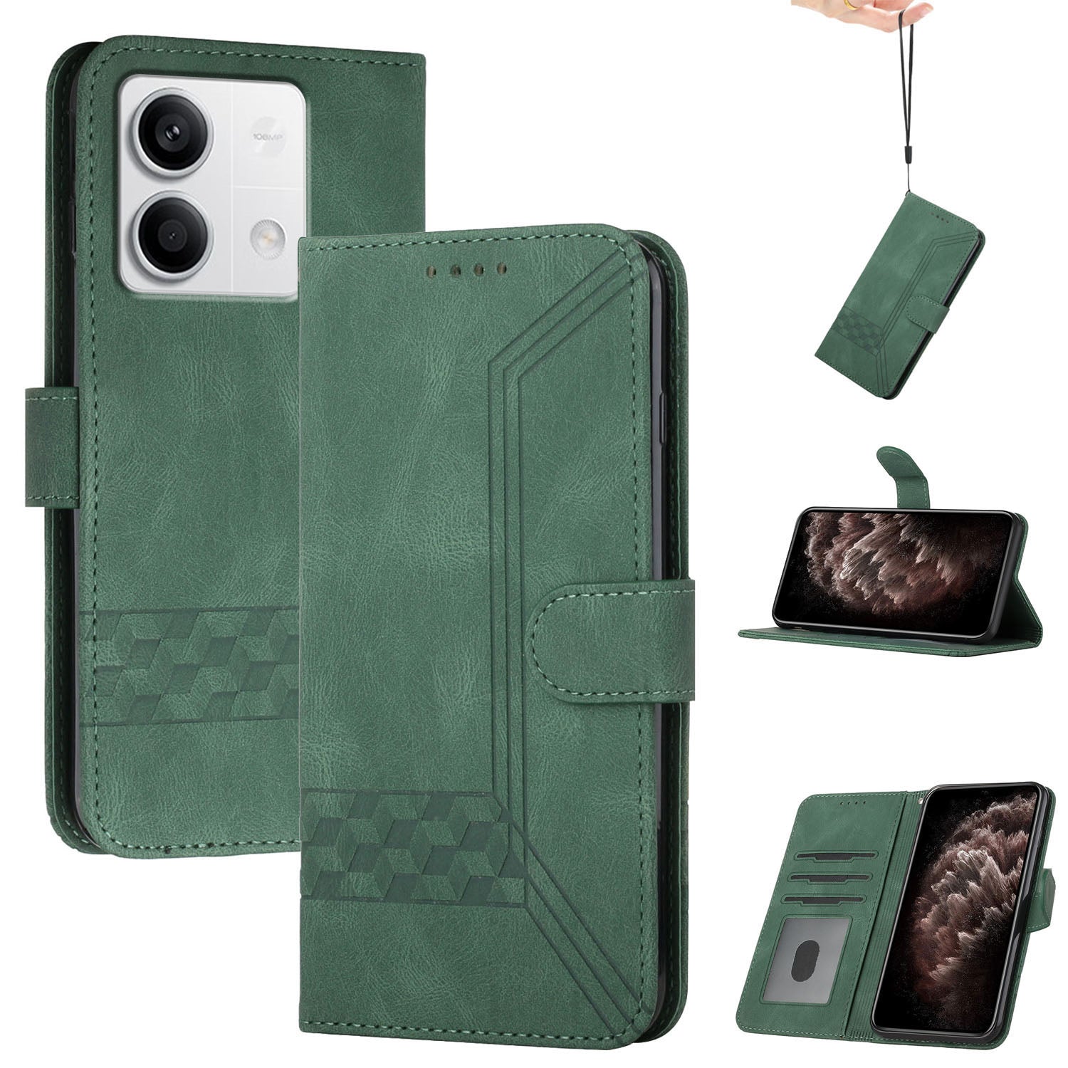 YX0010 Series for Xiaomi Redmi Note 13 4G Case Imprinted PU Leather Wallet Phone Protective Cover