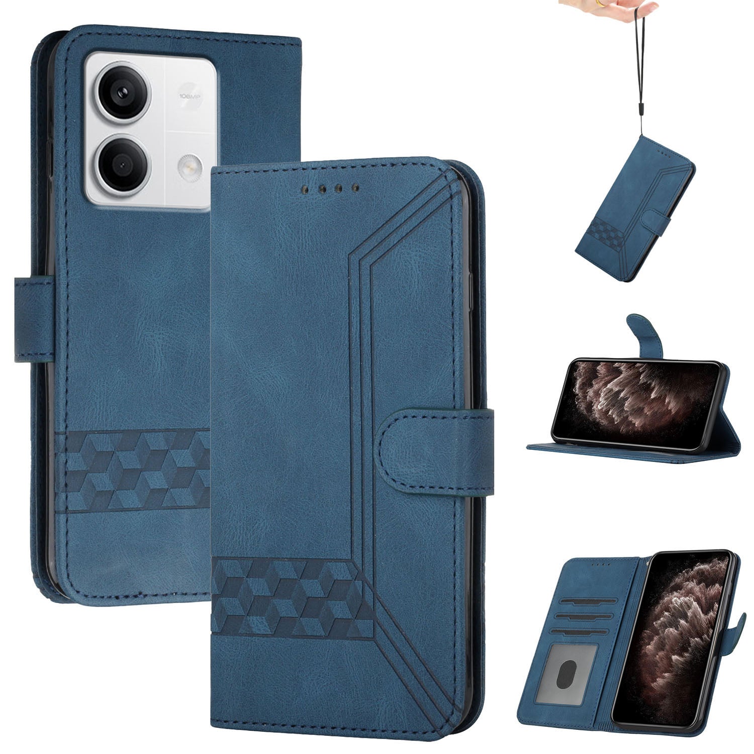 YX0010 Series for Xiaomi Redmi Note 13 4G Case Imprinted PU Leather Wallet Phone Protective Cover
