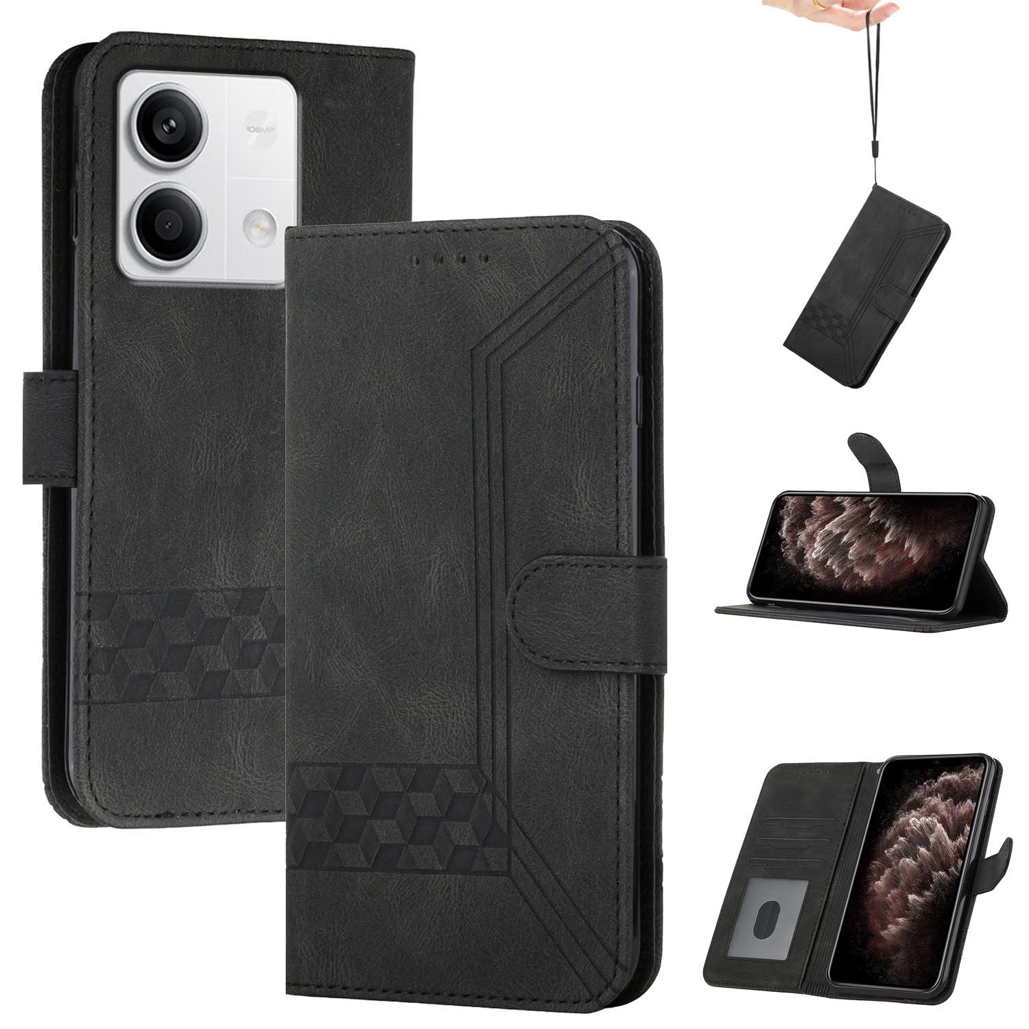 YX0010 Series for Xiaomi Redmi Note 13 4G Case Imprinted PU Leather Wallet Phone Protective Cover