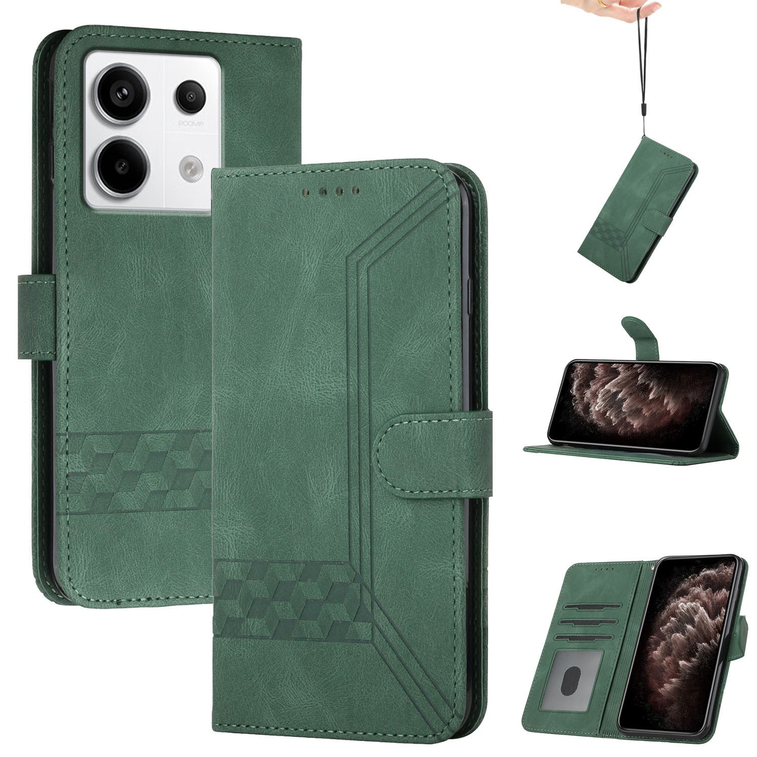 YX0010 Series for Xiaomi Redmi Note 13 Pro 4G / Poco M6 Pro 4G Cell Phone Case PU Leather Folding Stand Cover