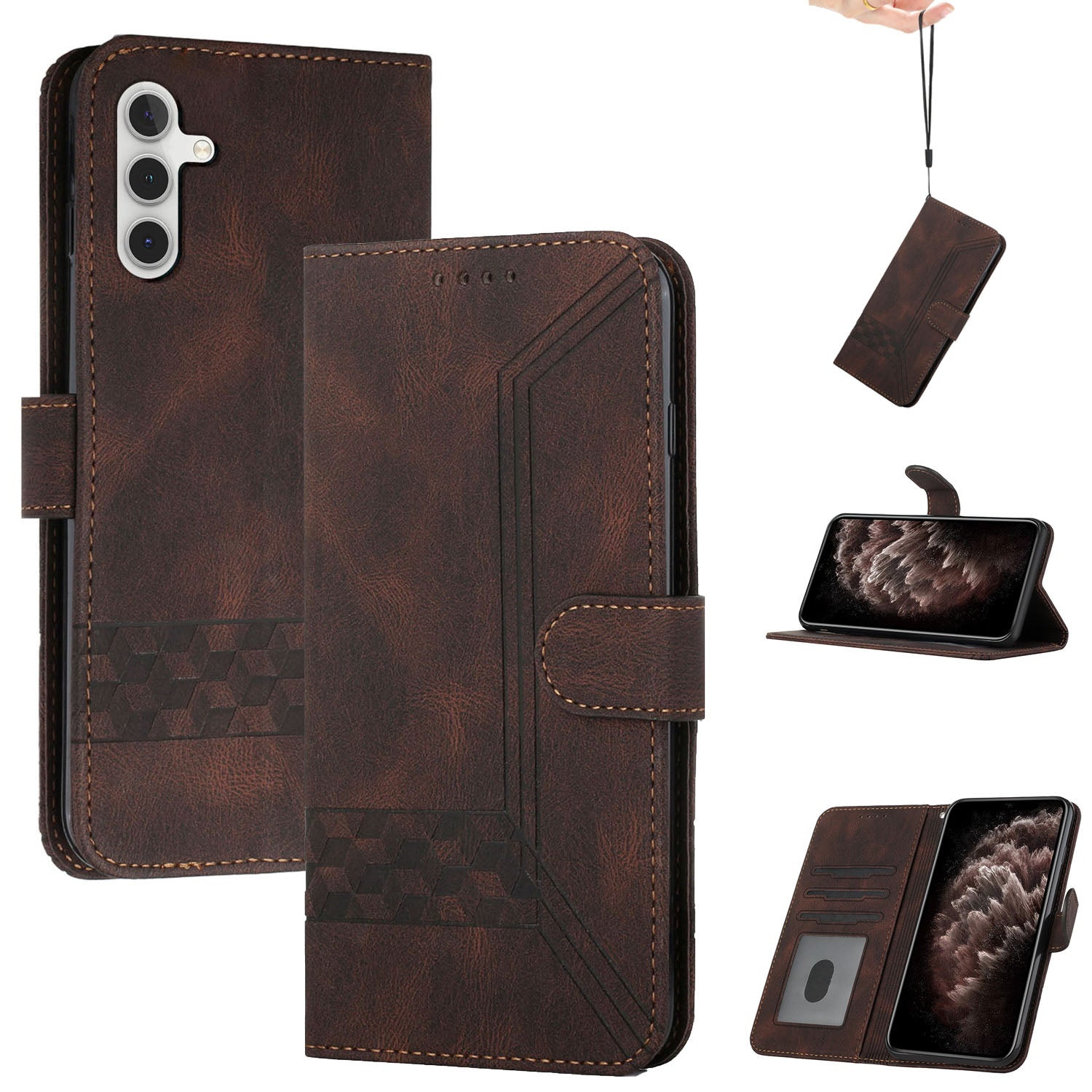 YX0010 Series for Samsung Galaxy S23 FE Magnetic Phone Case Shockproof Leather Wallet Cover
