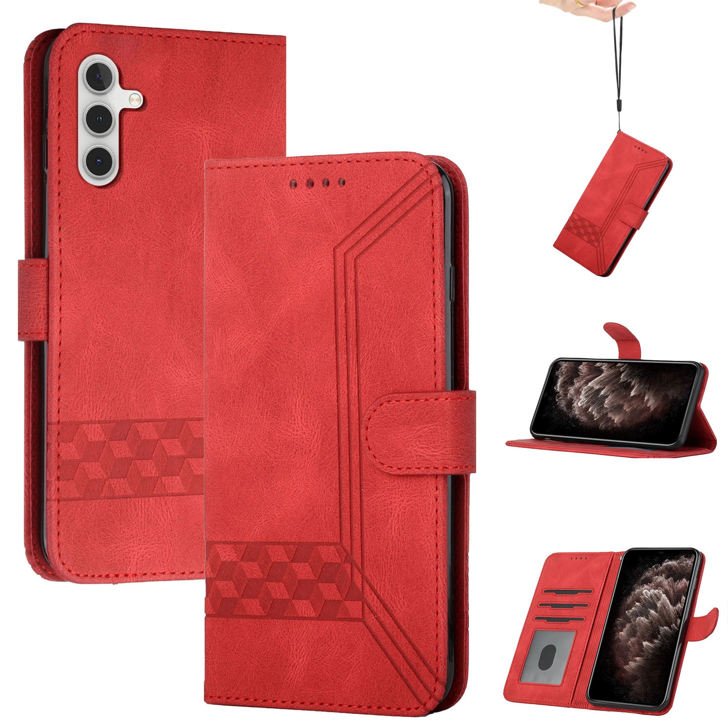 YX0010 Series for Samsung Galaxy S24 PU Leather Cover Imprinted Wallet Cover Folding Stand Cell Phone Case