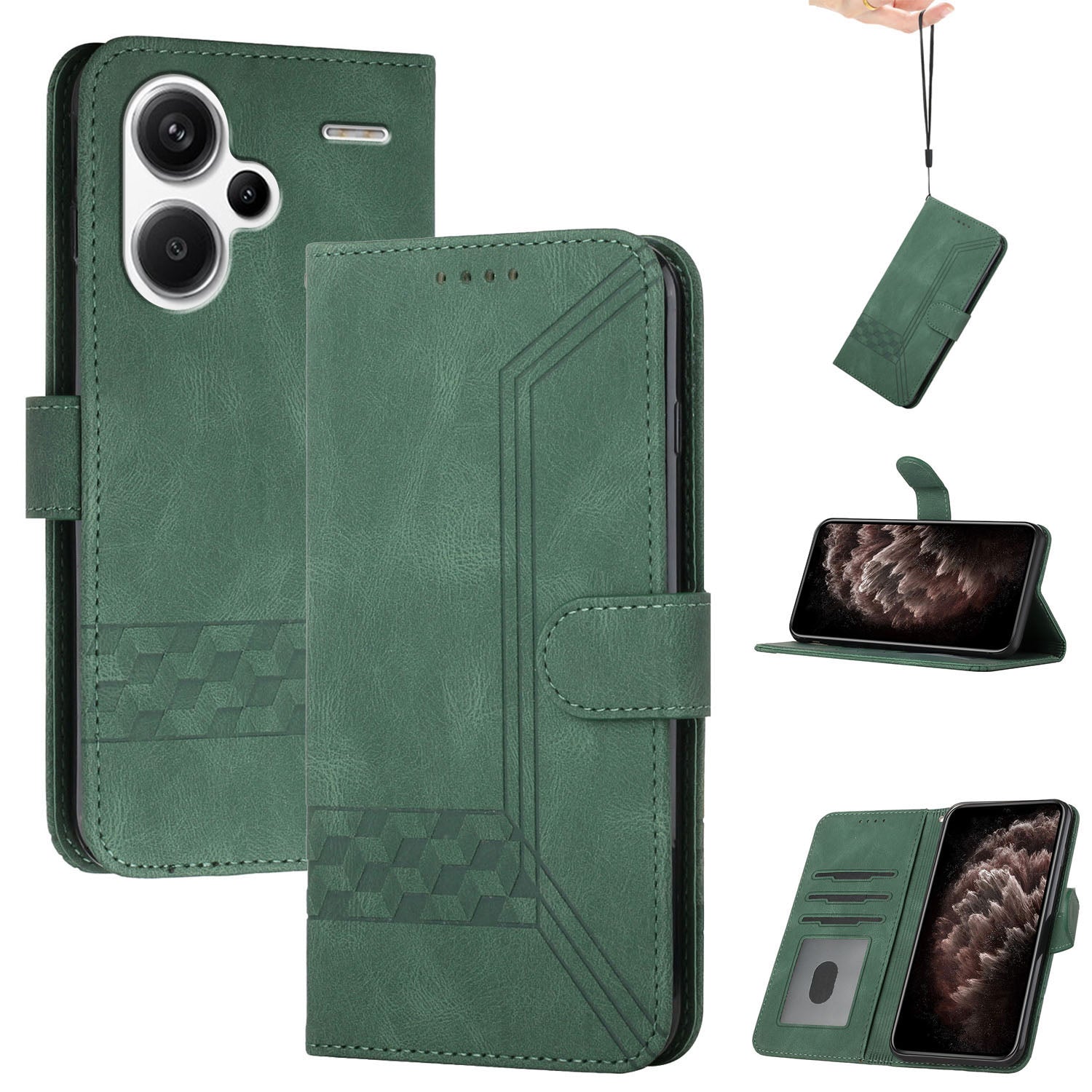 YX0010 Series For Xiaomi Redmi Note 13 Pro+ 5G Imprinted Cell Phone Wallet Cover Stand PU Leather Case