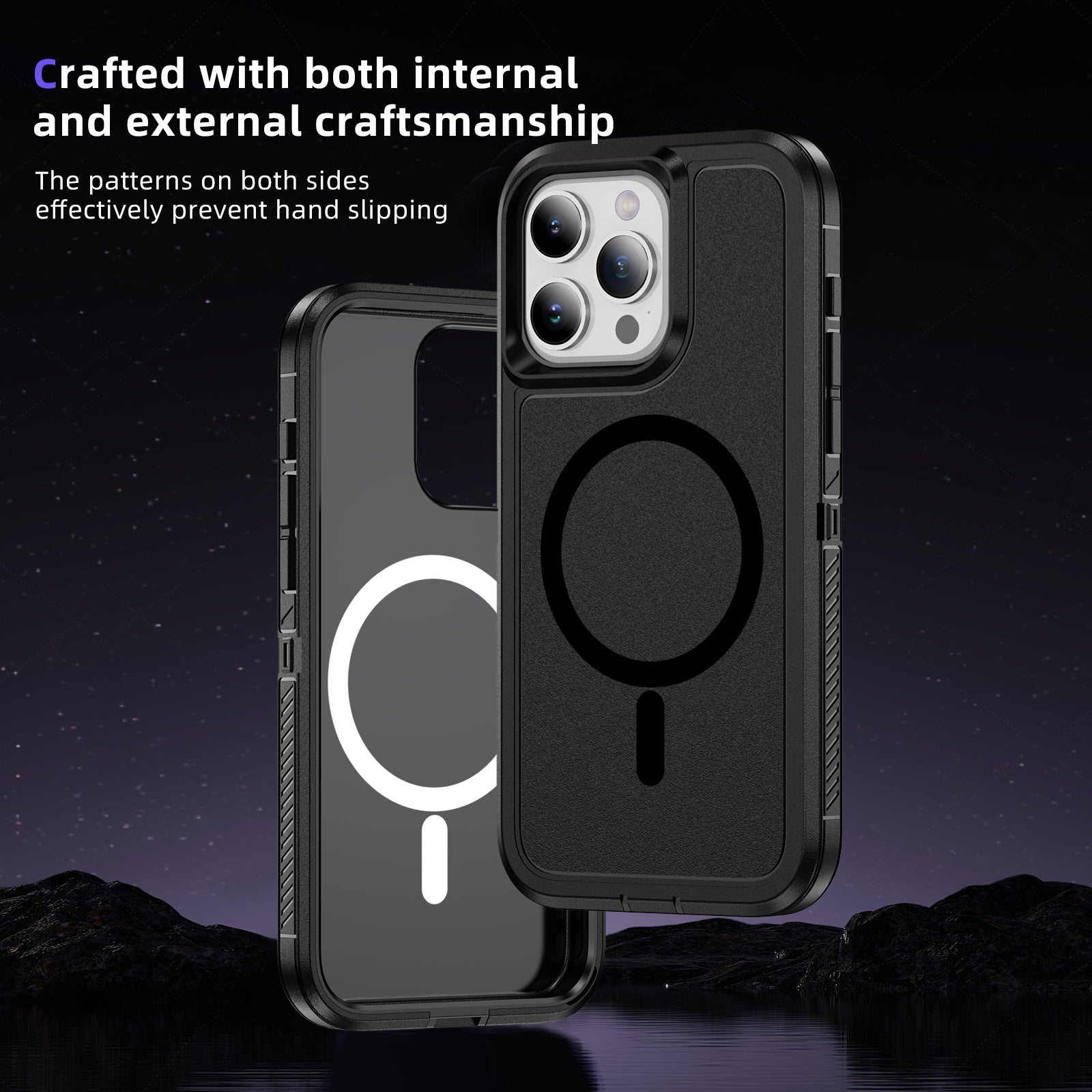 For iPhone 14 Pro Max Case Matte TPU+PC Back Phone Shell Compatible with MagSafe