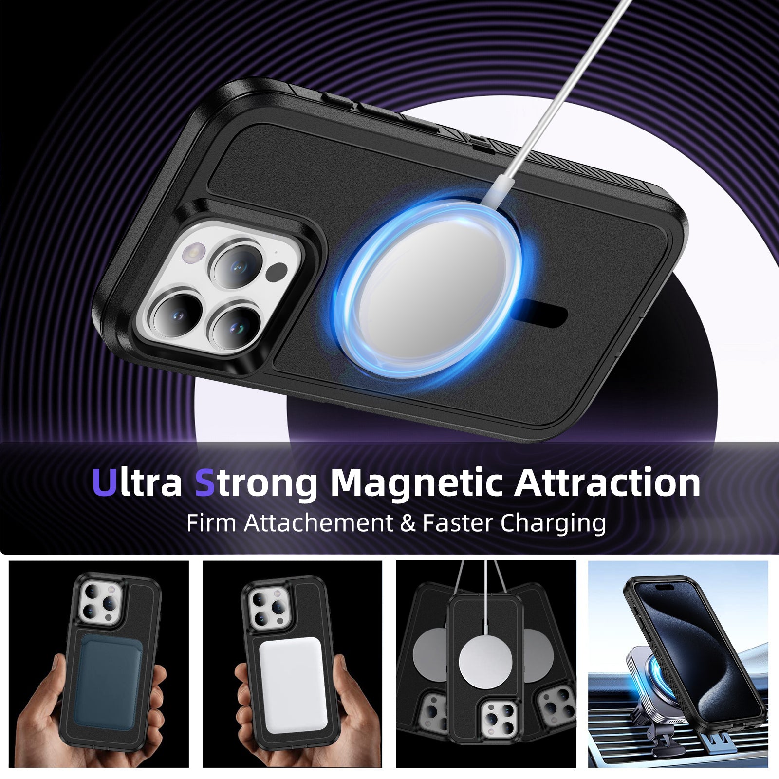 For iPhone 14 Pro Max Case Matte TPU+PC Back Phone Shell Compatible with MagSafe