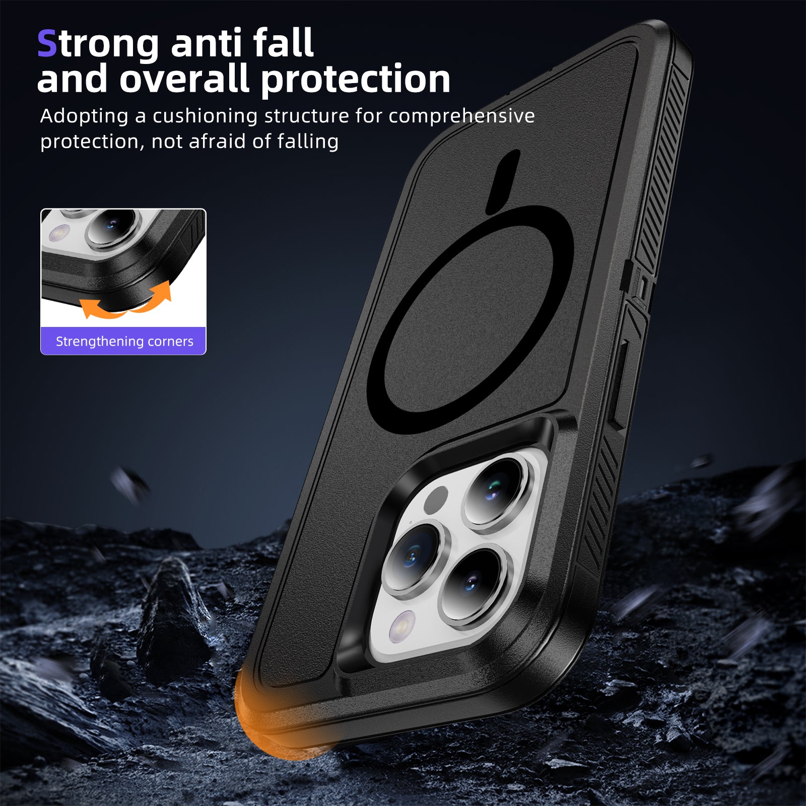 For iPhone 14 Pro Max Case Matte TPU+PC Back Phone Shell Compatible with MagSafe