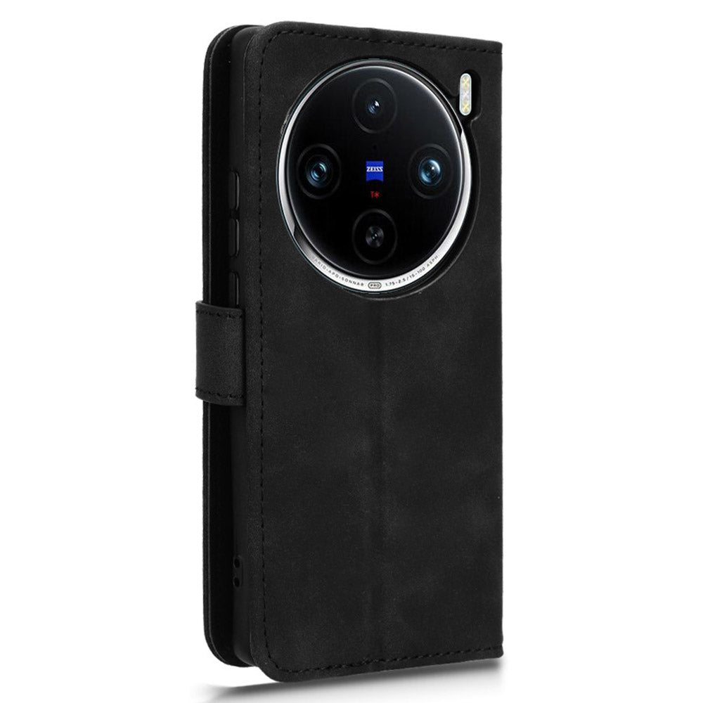 For vivo X100 5G Leather Case Skin-touch Flip Stand Wallet Protective Cover