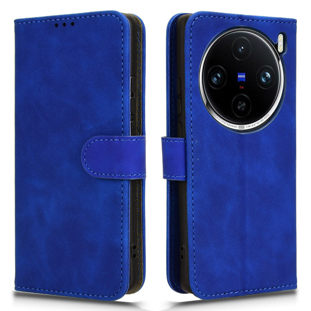 For vivo X100 5G Leather Case Skin-touch Flip Stand Wallet Protective Cover