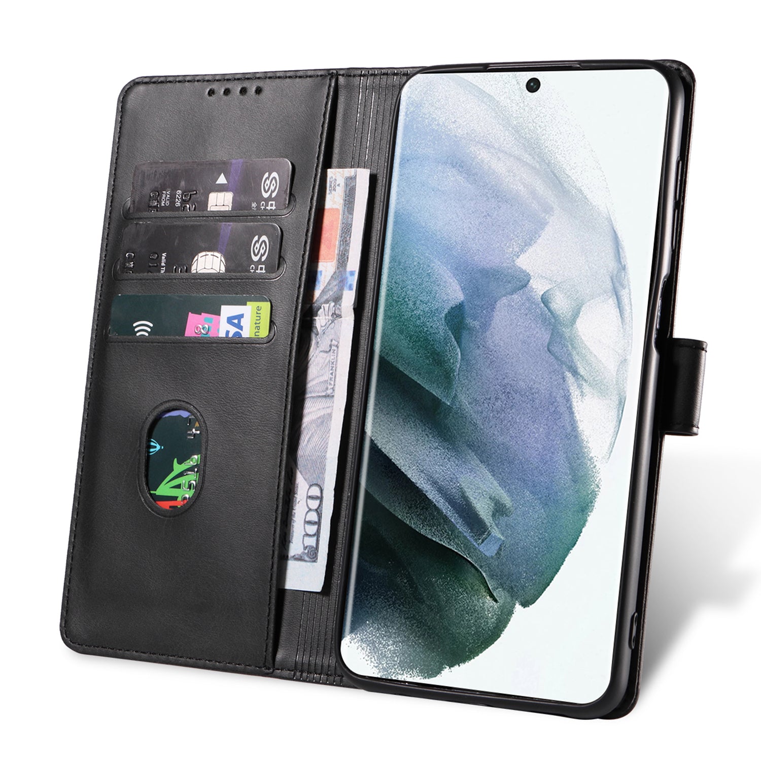 For Samsung Galaxy S24 Ultra Magnetic Phone Case Leather Stand Card Slots Cover