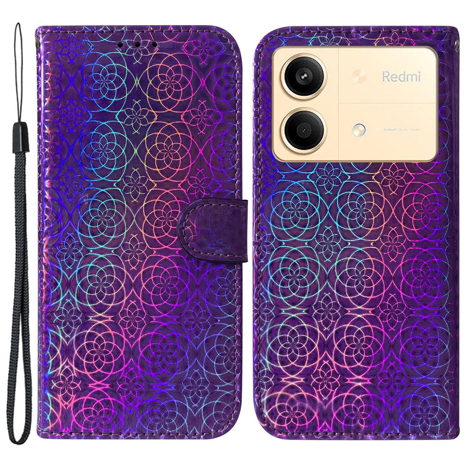 For Xiaomi Redmi Note 13R Pro 5G PU Leather Phone Case Dazzling Flower Pattern Mobile Phone Cover