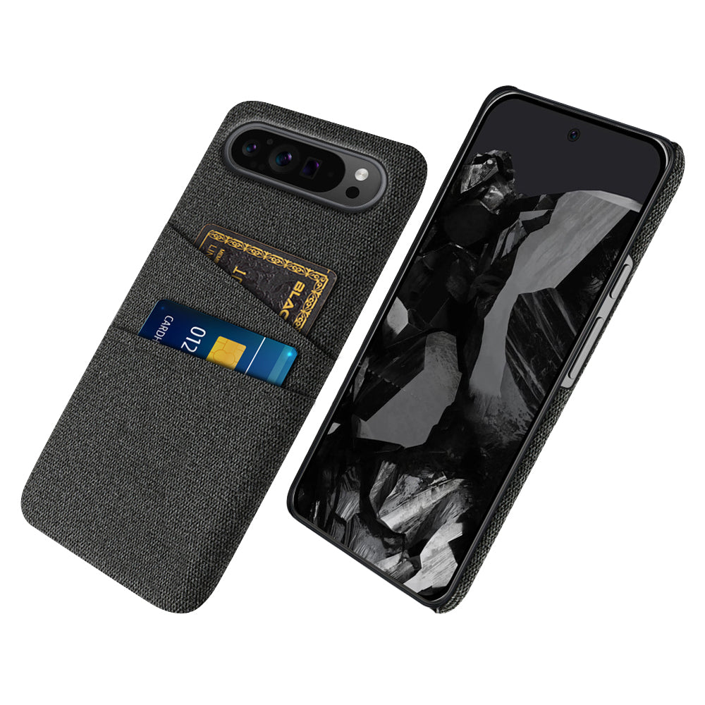 For Google Pixel 9 Pro Cell Phone Cases Dual Card Holder Cloth Texture Hard PC Cover