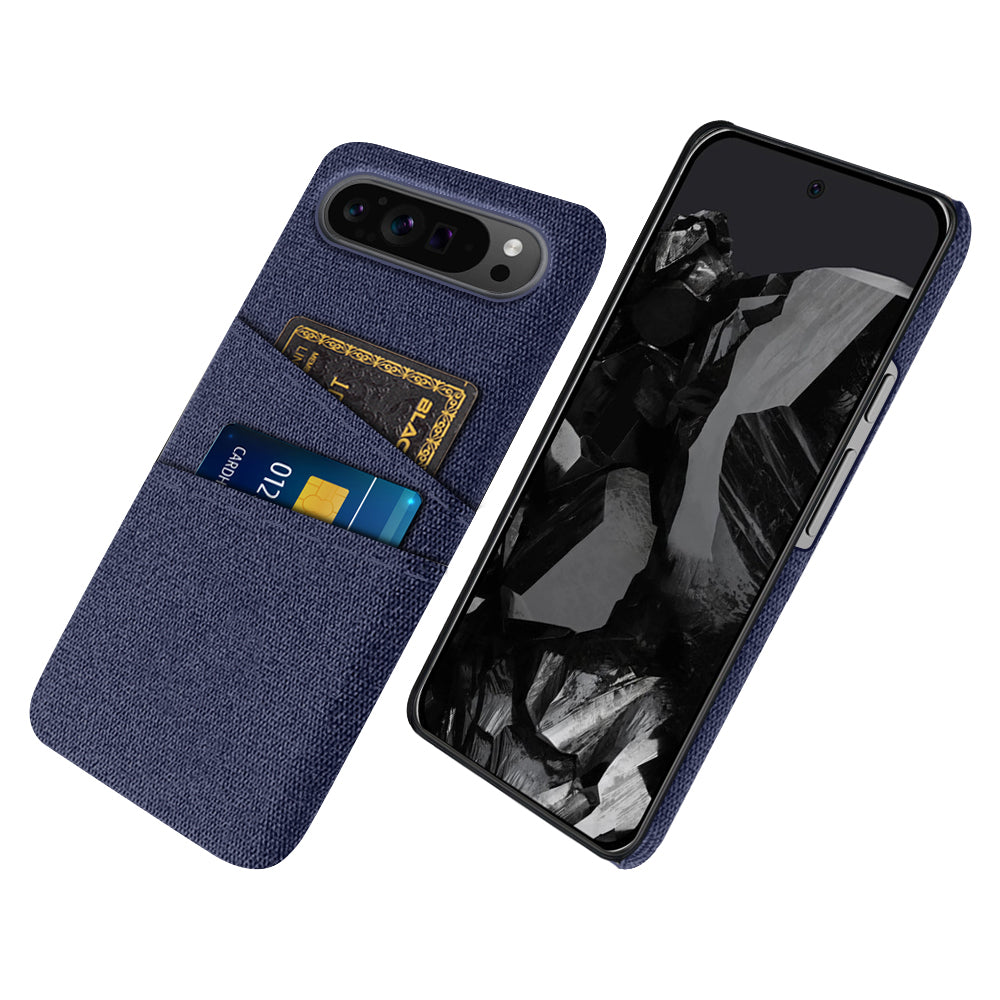 For Google Pixel 9 Pro Cell Phone Cases Dual Card Holder Cloth Texture Hard PC Cover