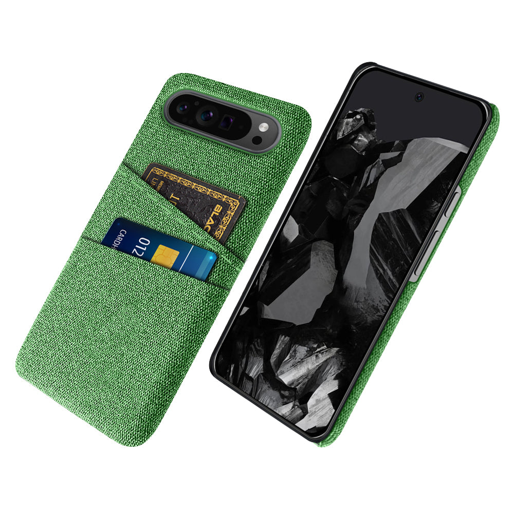 For Google Pixel 9 Pro Cell Phone Cases Dual Card Holder Cloth Texture Hard PC Cover