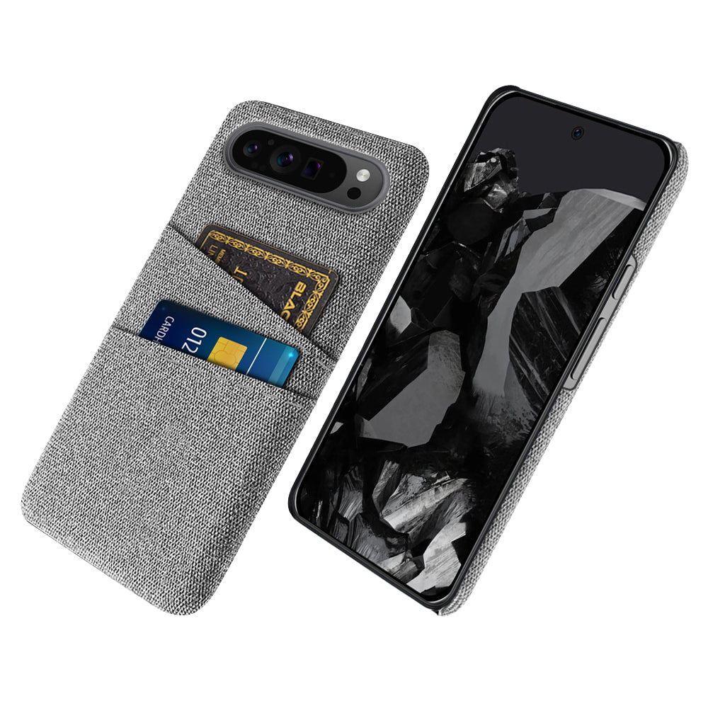For Google Pixel 9 Pro Cell Phone Cases Dual Card Holder Cloth Texture Hard PC Cover