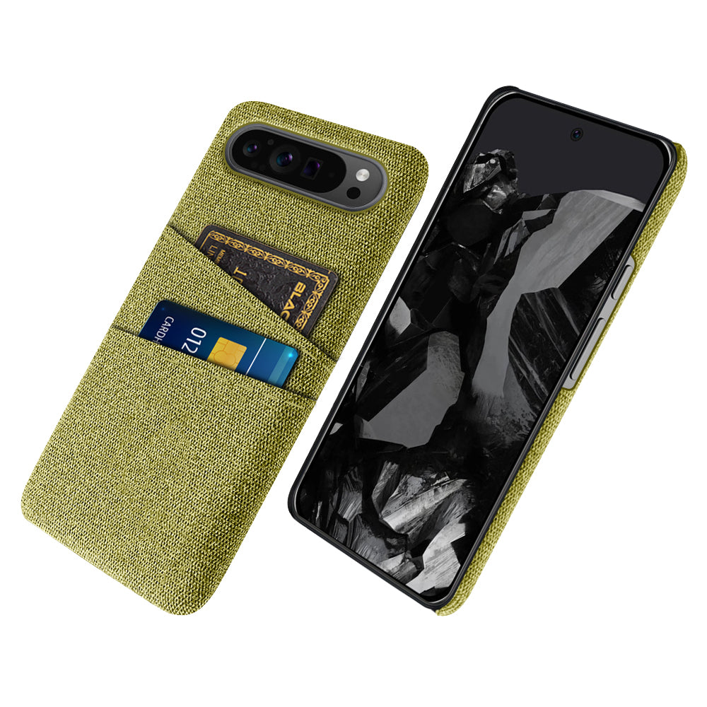For Google Pixel 9 Pro Cell Phone Cases Dual Card Holder Cloth Texture Hard PC Cover