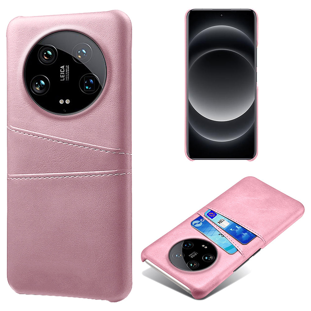 For Xiaomi 14 Ultra Mobile Phone Case PU Leather Coated PC Cover with 2 Card Slots