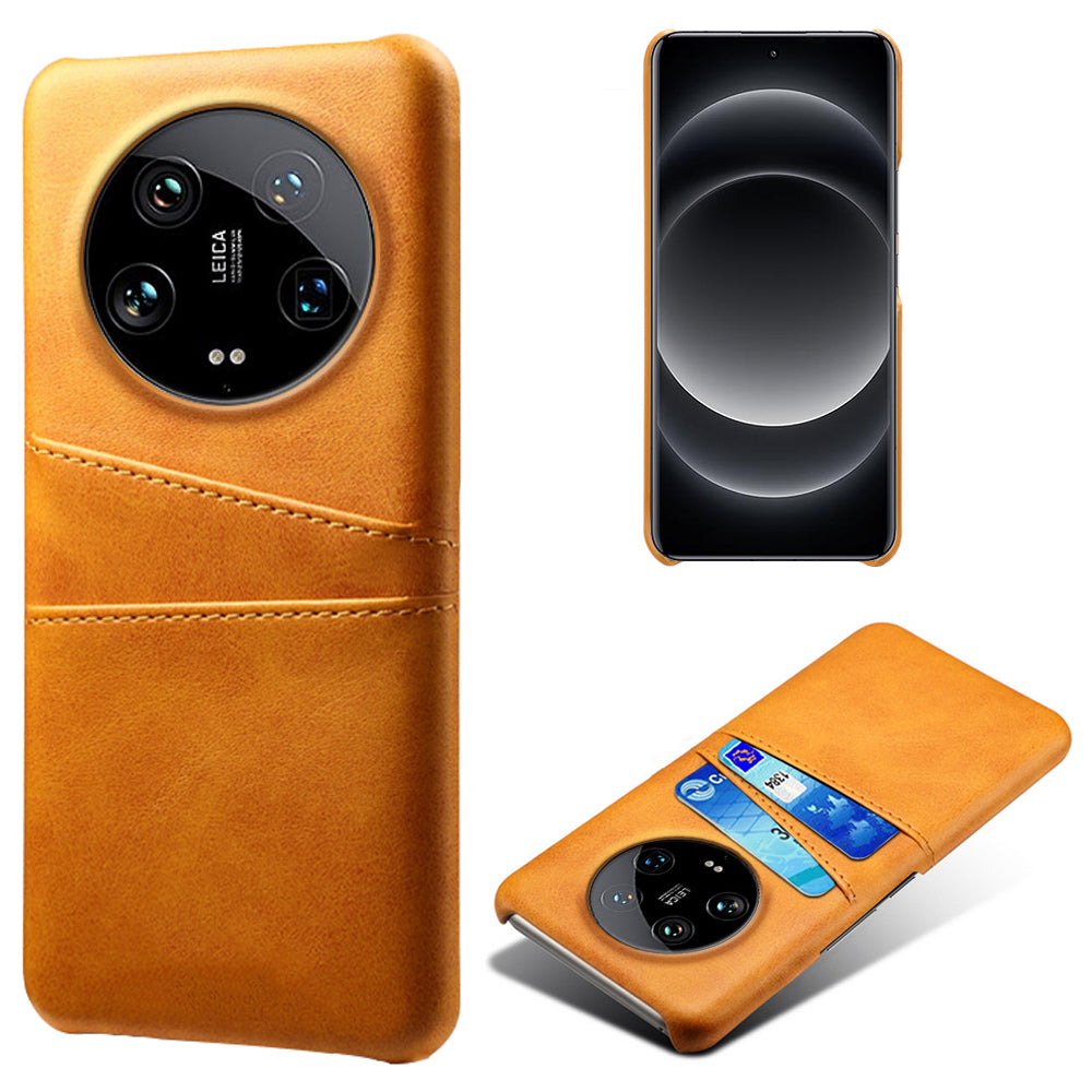 For Xiaomi 14 Ultra Mobile Phone Case PU Leather Coated PC Cover with 2 Card Slots