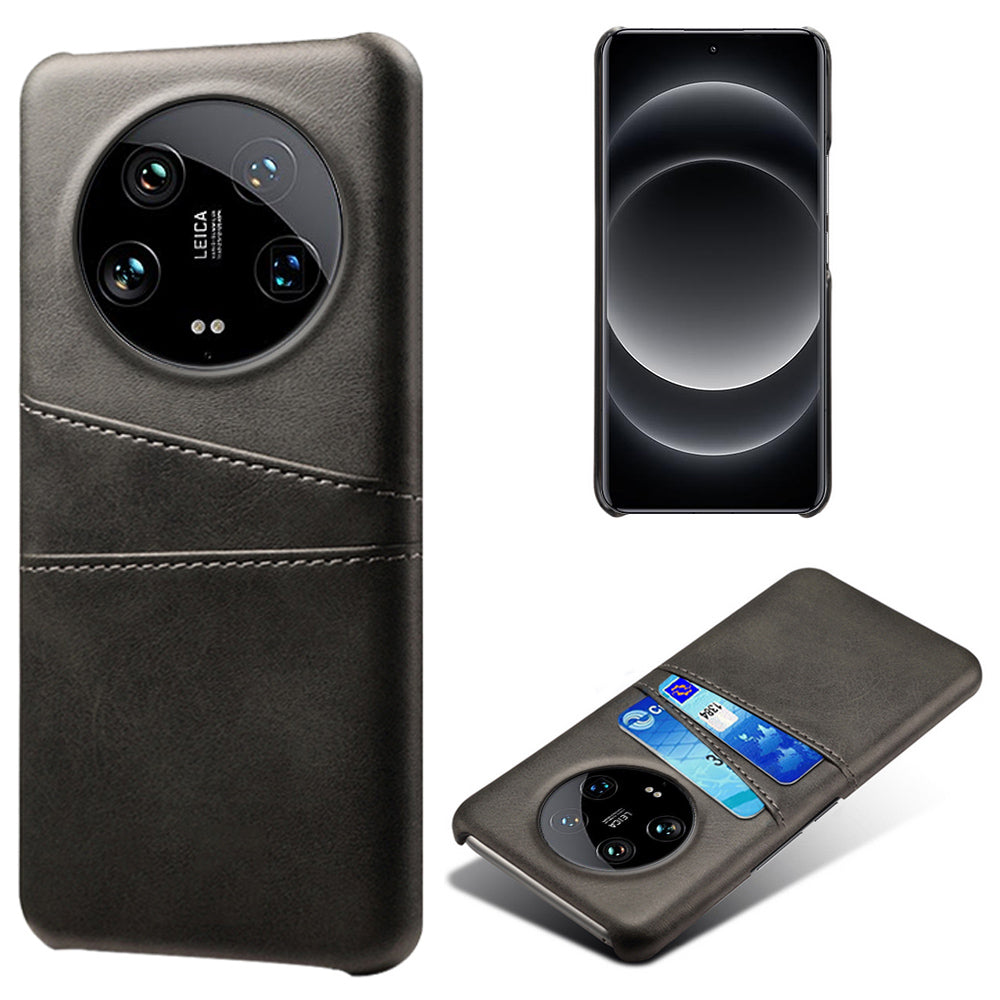 For Xiaomi 14 Ultra Mobile Phone Case PU Leather Coated PC Cover with 2 Card Slots