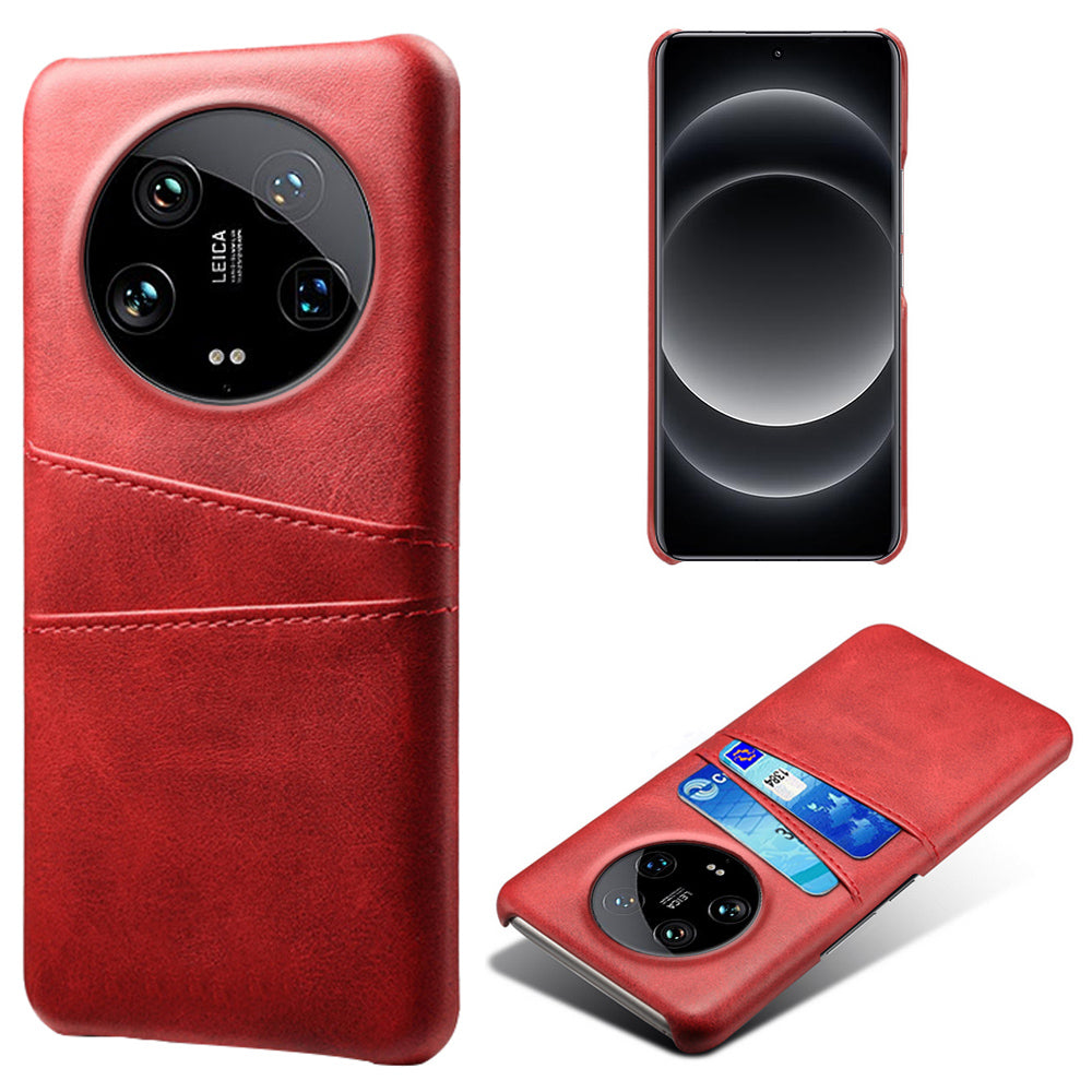 For Xiaomi 14 Ultra Mobile Phone Case PU Leather Coated PC Cover with 2 Card Slots