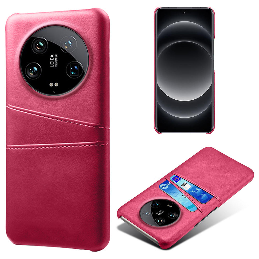 For Xiaomi 14 Ultra Mobile Phone Case PU Leather Coated PC Cover with 2 Card Slots