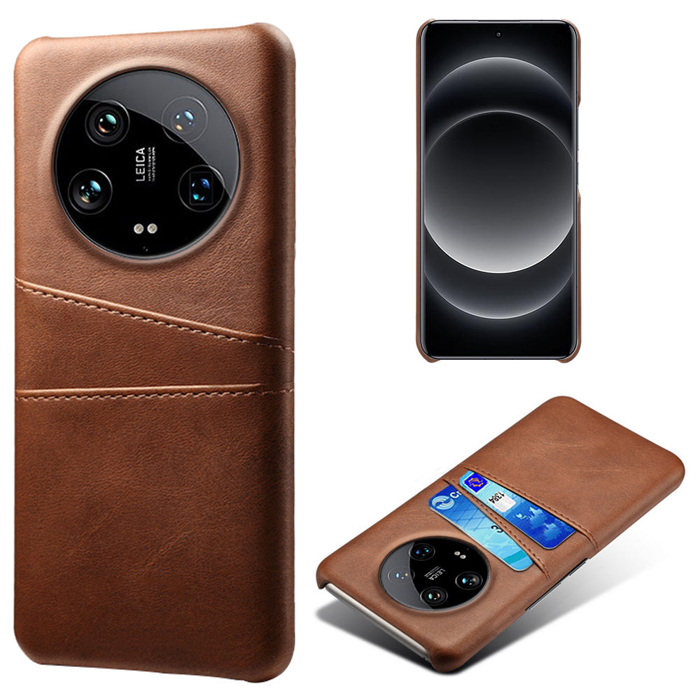 For Xiaomi 14 Ultra Mobile Phone Case PU Leather Coated PC Cover with 2 Card Slots