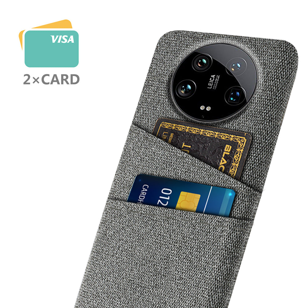 For Xiaomi 14 Ultra Case Cloth Texture Hard PC Phone Cover with Dual Card Slots