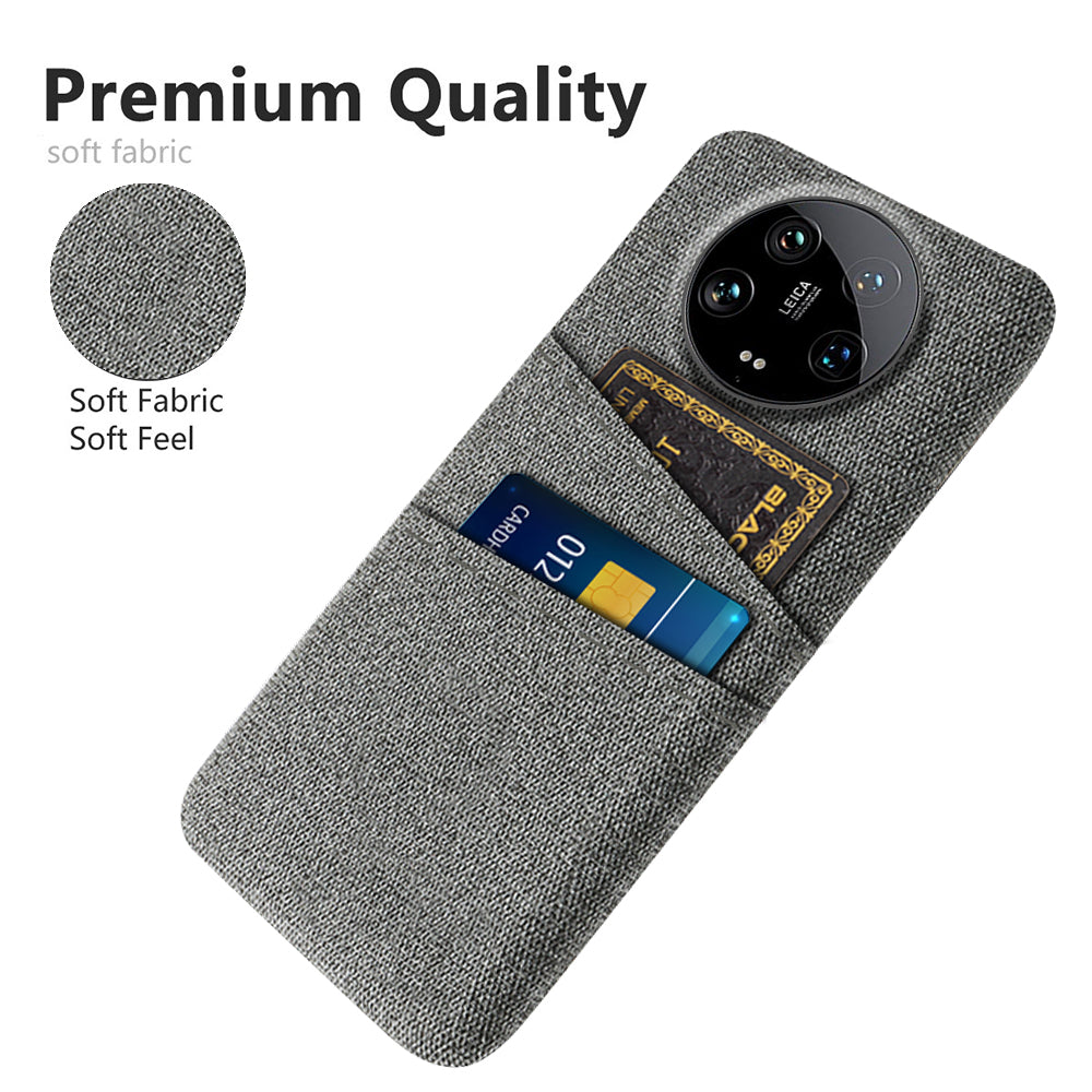 For Xiaomi 14 Ultra Case Cloth Texture Hard PC Phone Cover with Dual Card Slots